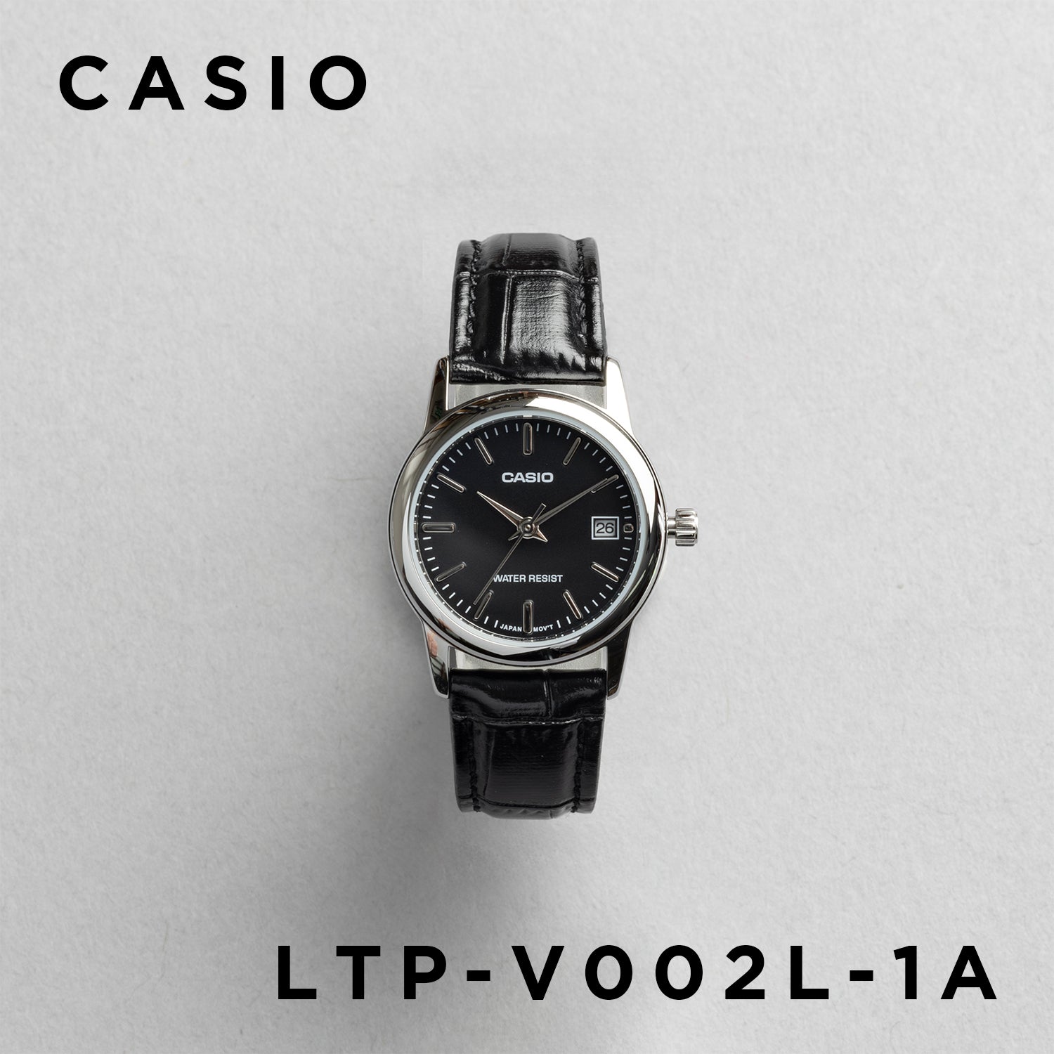 CASIO カシオ LTP-V002L-1A ブラック ブラック文字盤 アナログ レディース 腕時計 正面
