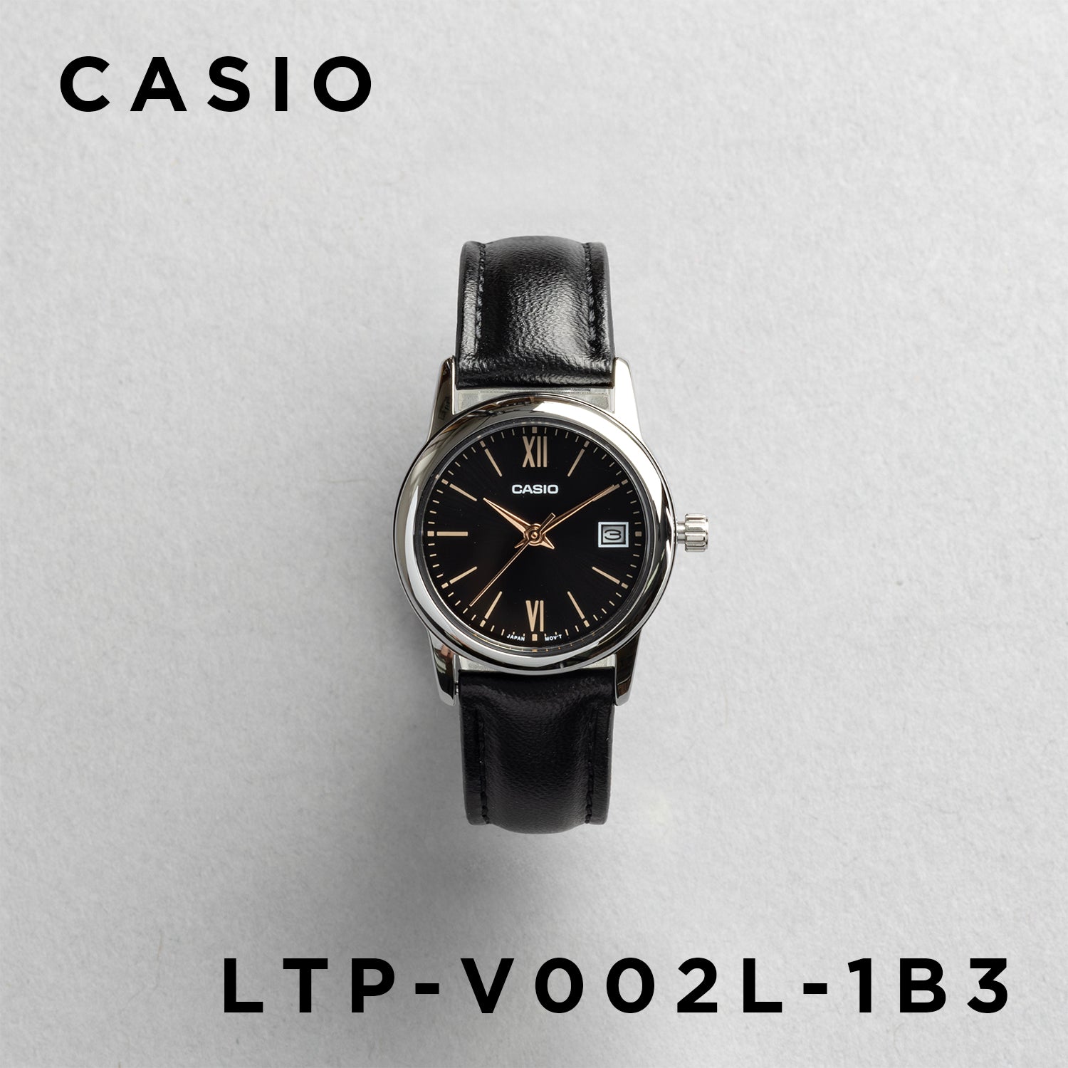 CASIO カシオ LTP-V002L-1B3 ブラック ブラック文字盤 アナログ レディース 腕時計 正面