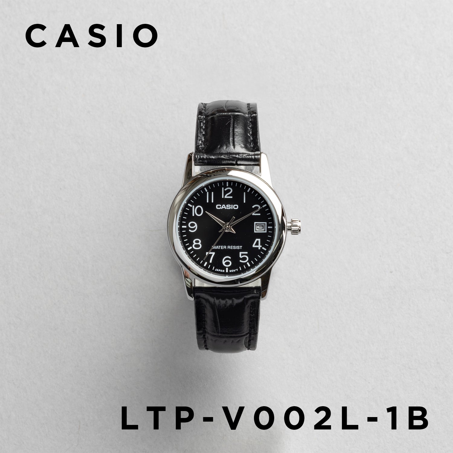 CASIO カシオ LTP-V002L-1B ブラック ブラック文字盤 アナログ レディース 腕時計 正面