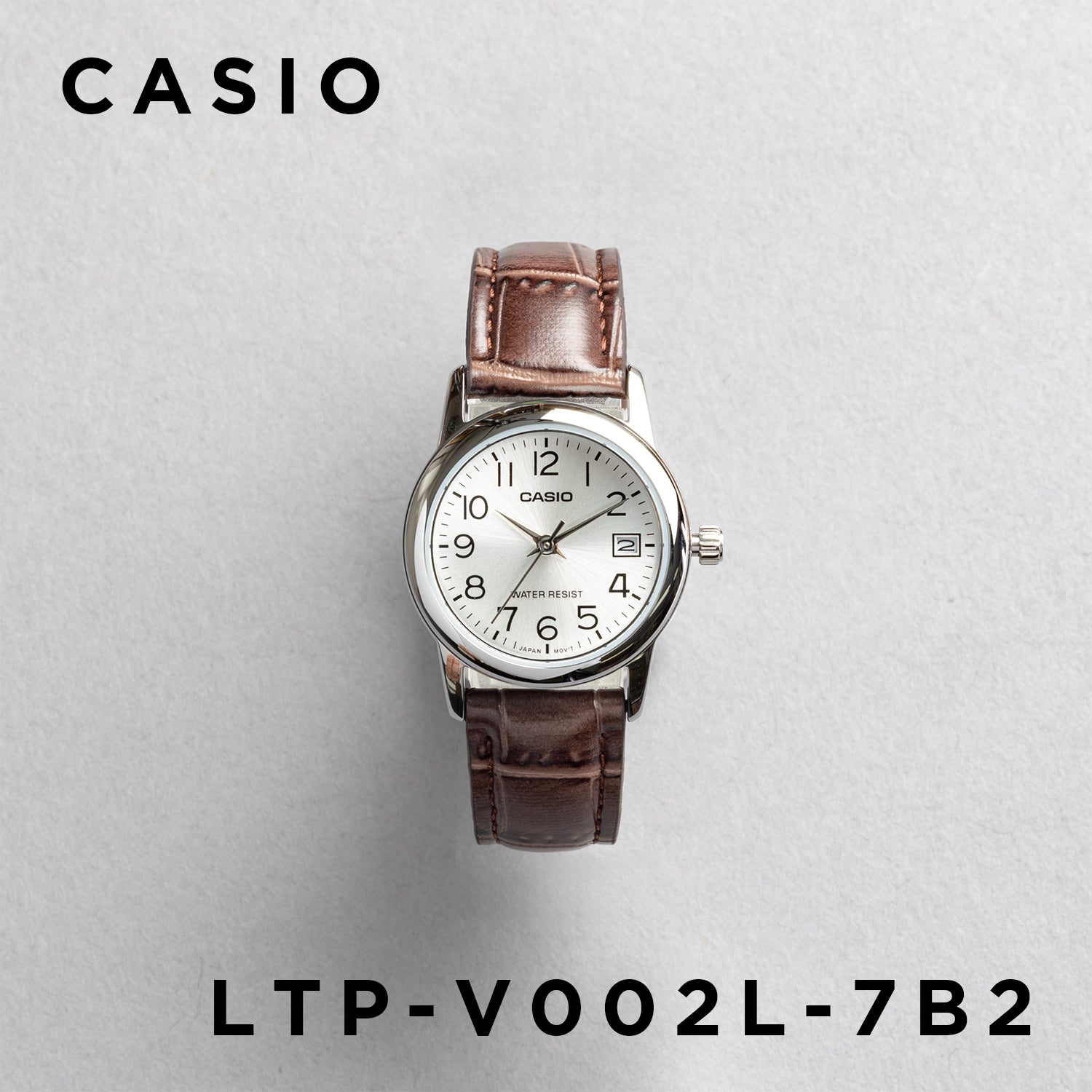 CASIO カシオ LTP-V002L-7B2 ブラウン シルバー文字盤 アナログ レディース 腕時計 正面