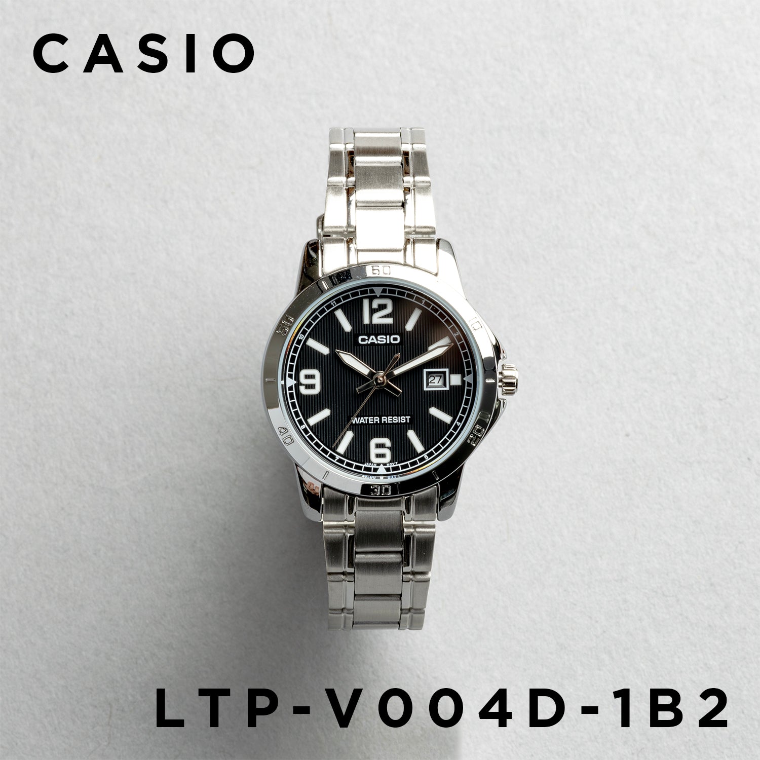 CASIO カシオ LTP-V004D-1B2 シルバー ブラック文字盤 アナログ レディース 腕時計