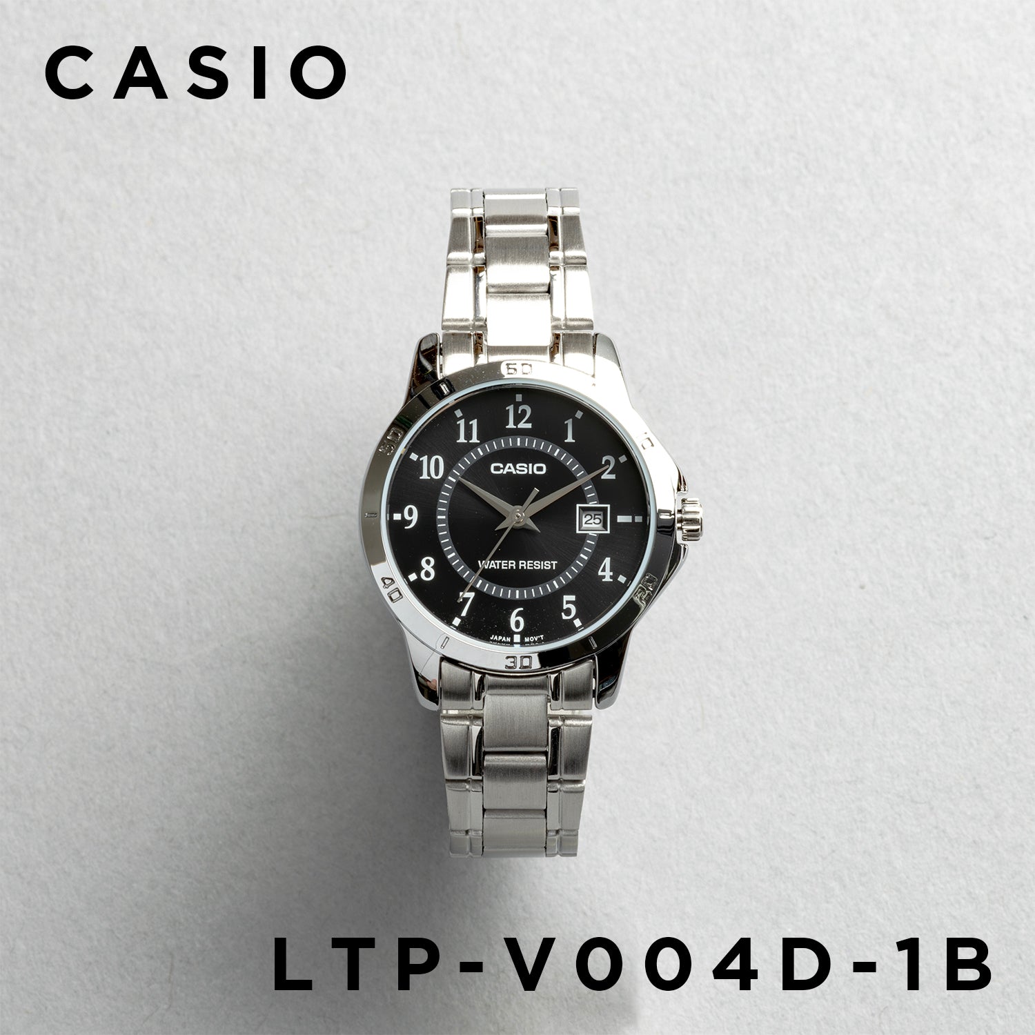 CASIO カシオ LTP-V004D-1B シルバー ブラック文字盤 アナログ レディース 腕時計