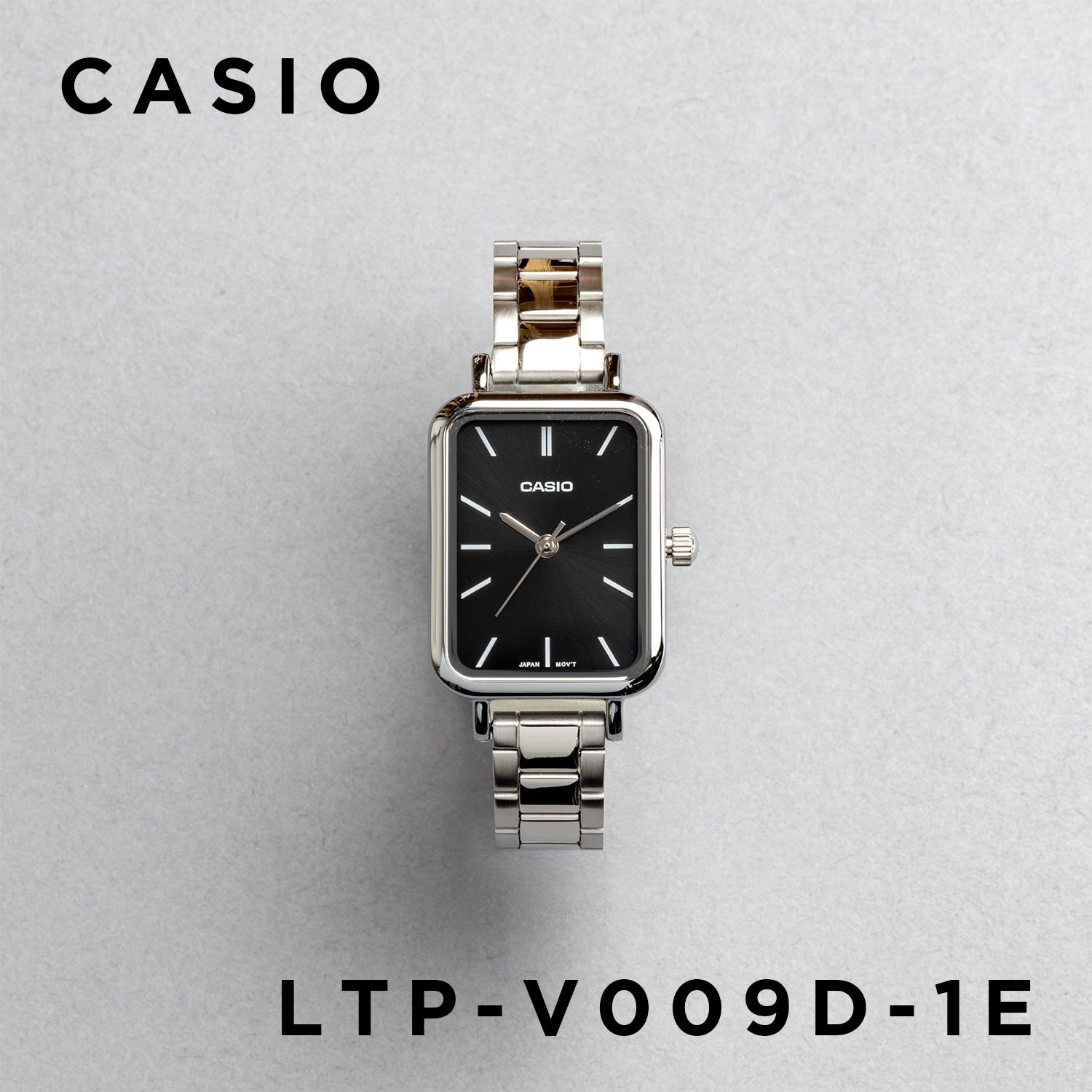 CASIO カシオ LTP‑V009D‑1E シルバー ブラック文字盤 アナログ レディース 腕時計 正面