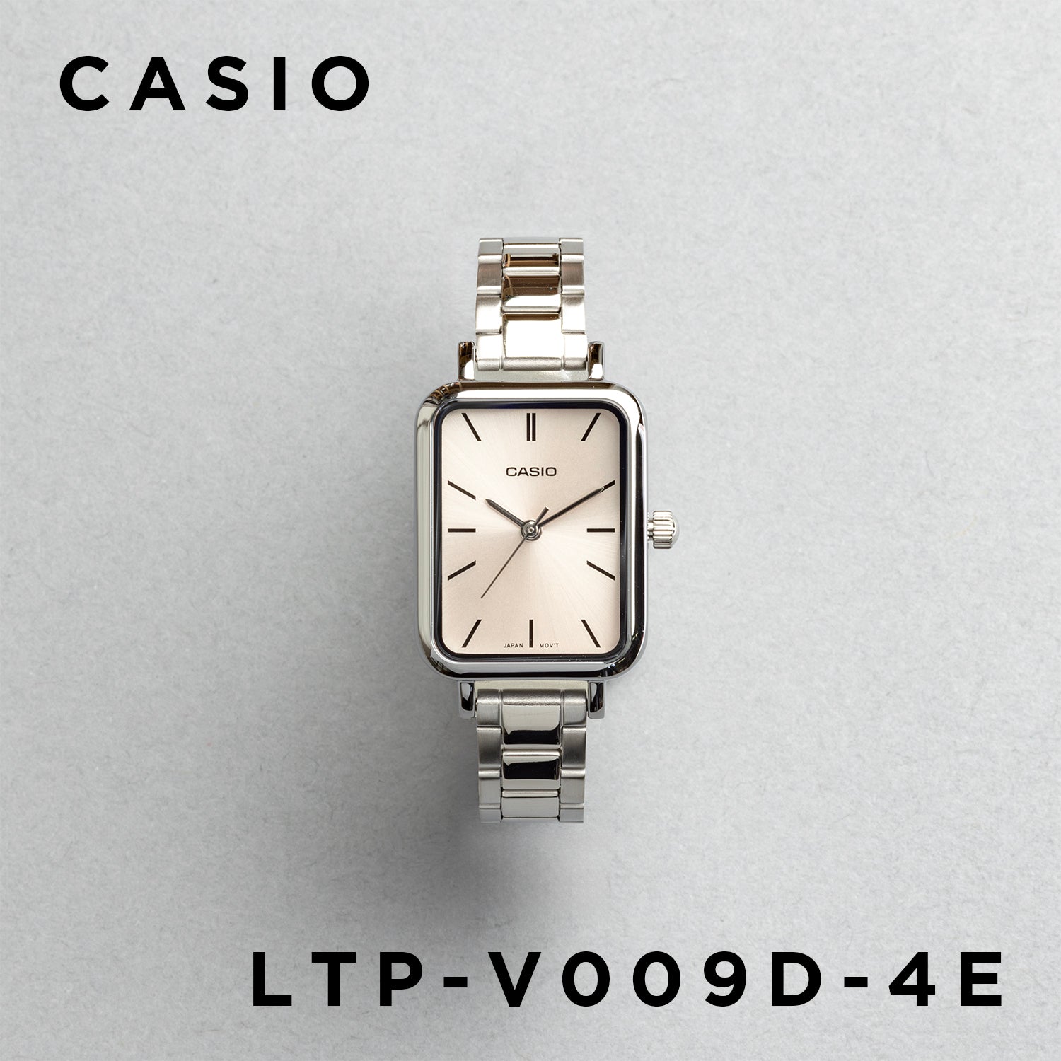 CASIO カシオ LTP-V009D-4E シルバー ピンク文字盤 アナログ レディース 腕時計 正面
