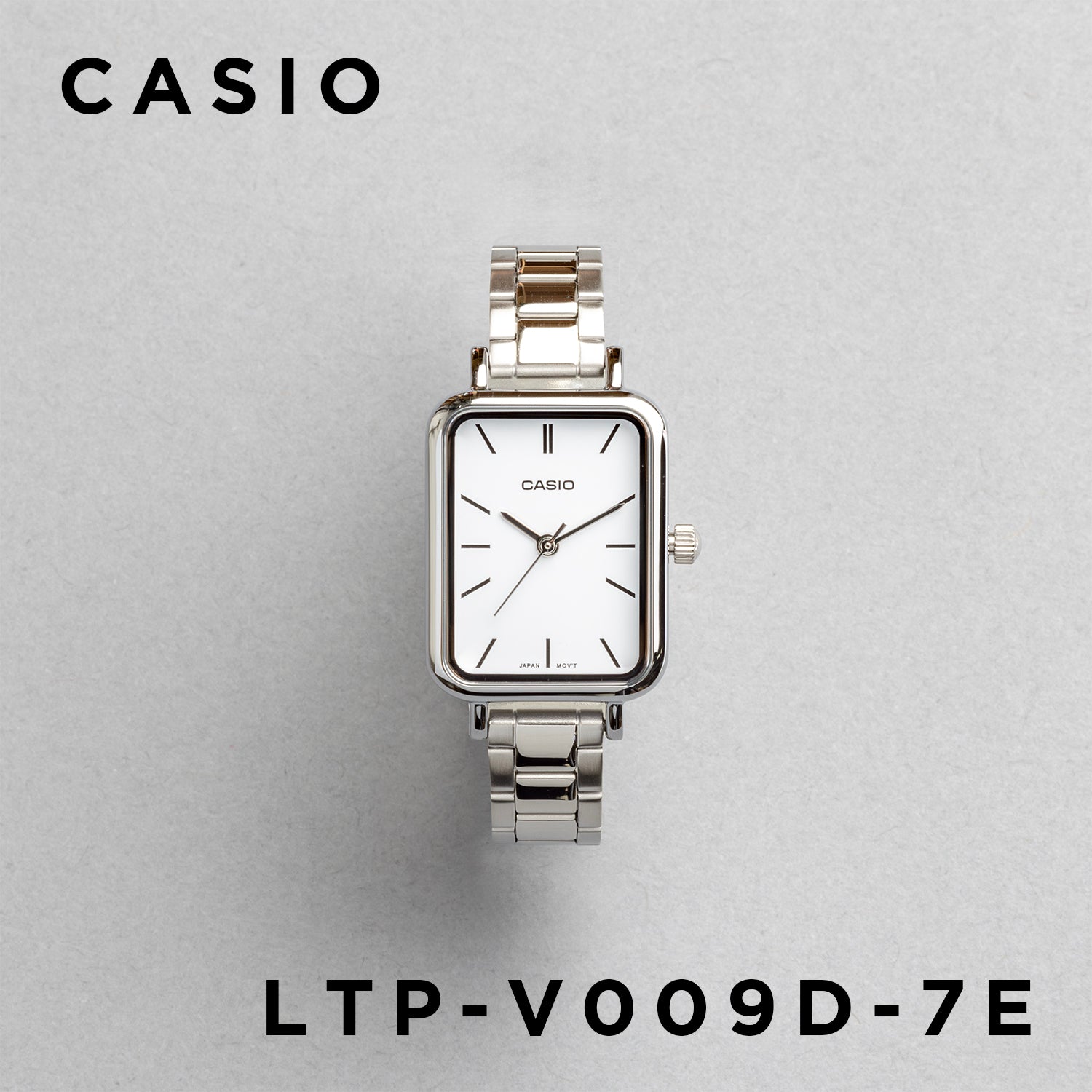 CASIO カシオ LTP-V009D-7E シルバー ホワイト文字盤 アナログ レディース 腕時計 正面