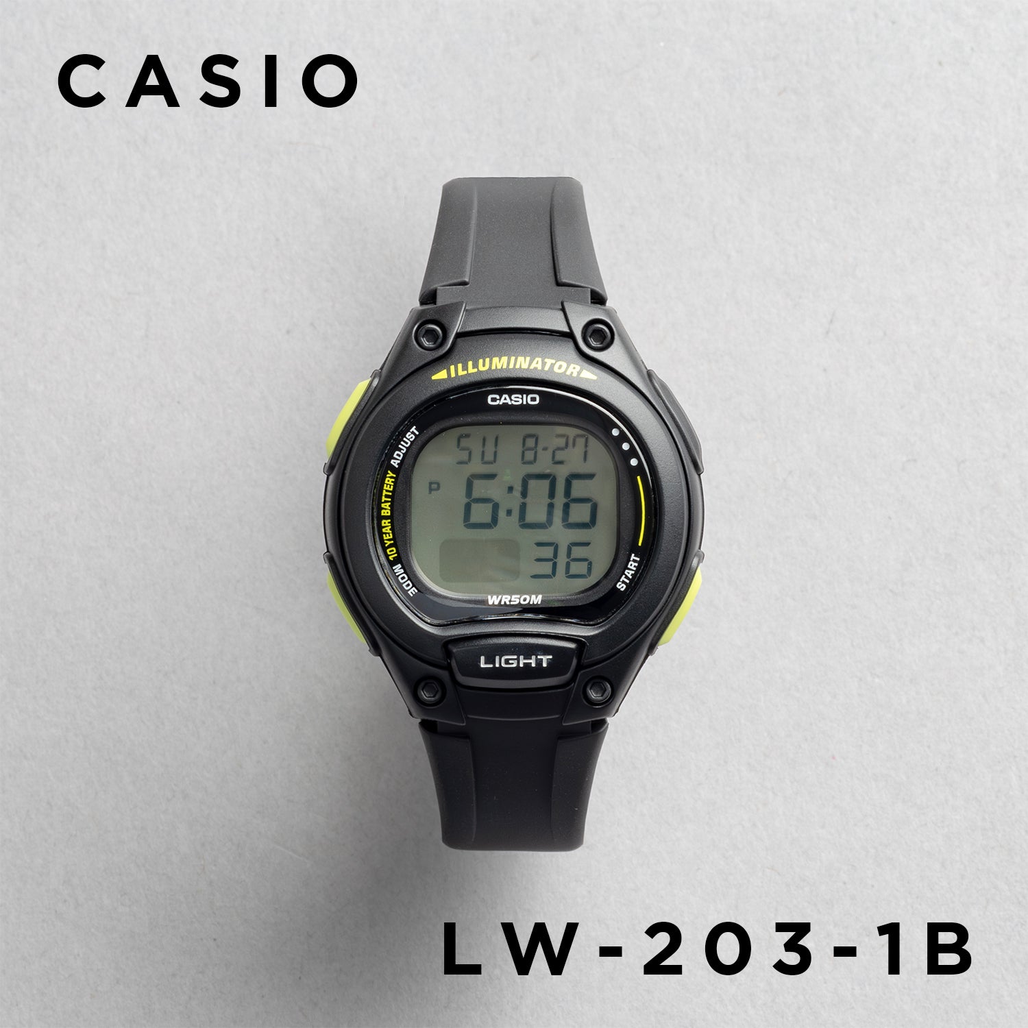 CASIO カシオ LW-203-1B ブラック ブラック文字盤 デジタル レディース 腕時計 正面