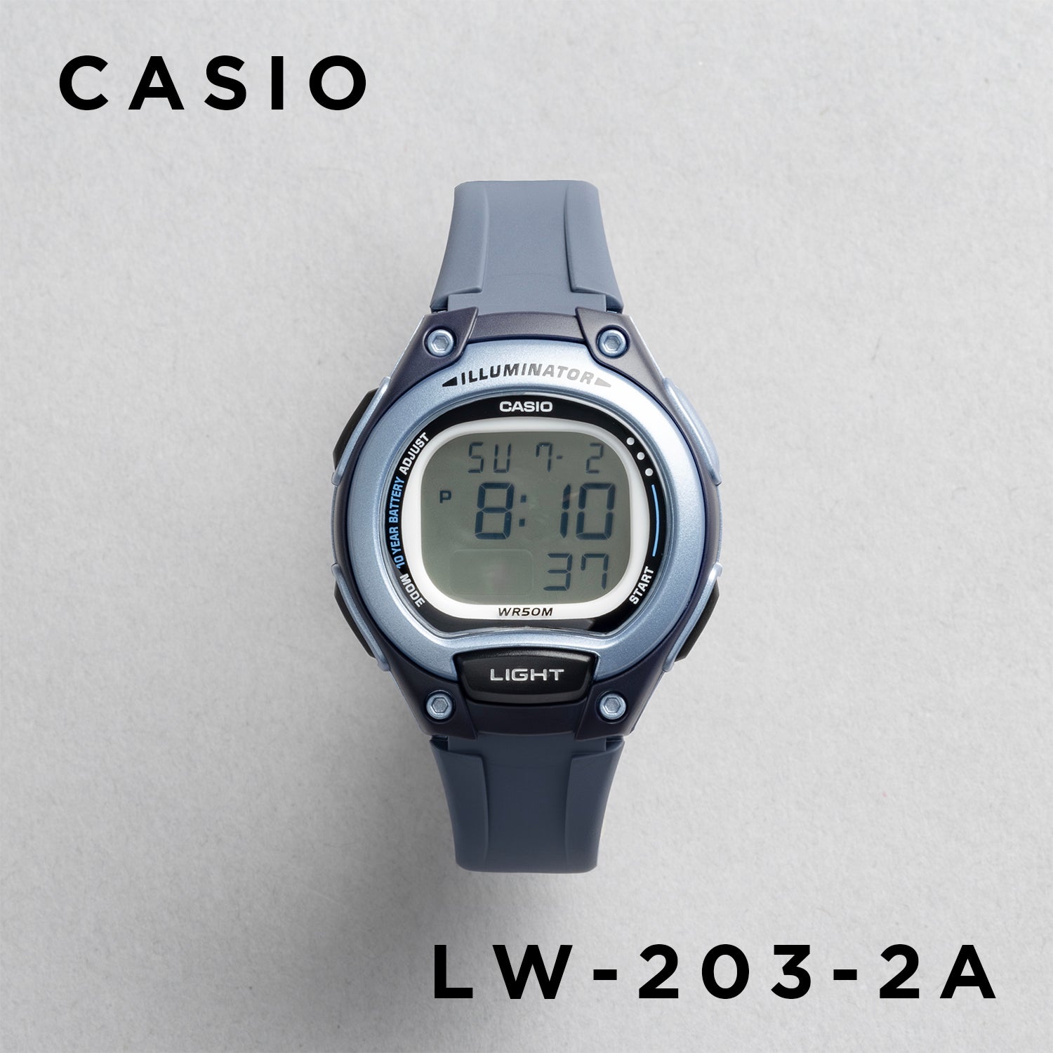 CASIO カシオ LW-203-2A ブルー ブルー文字盤 デジタル レディース 腕時計 正面