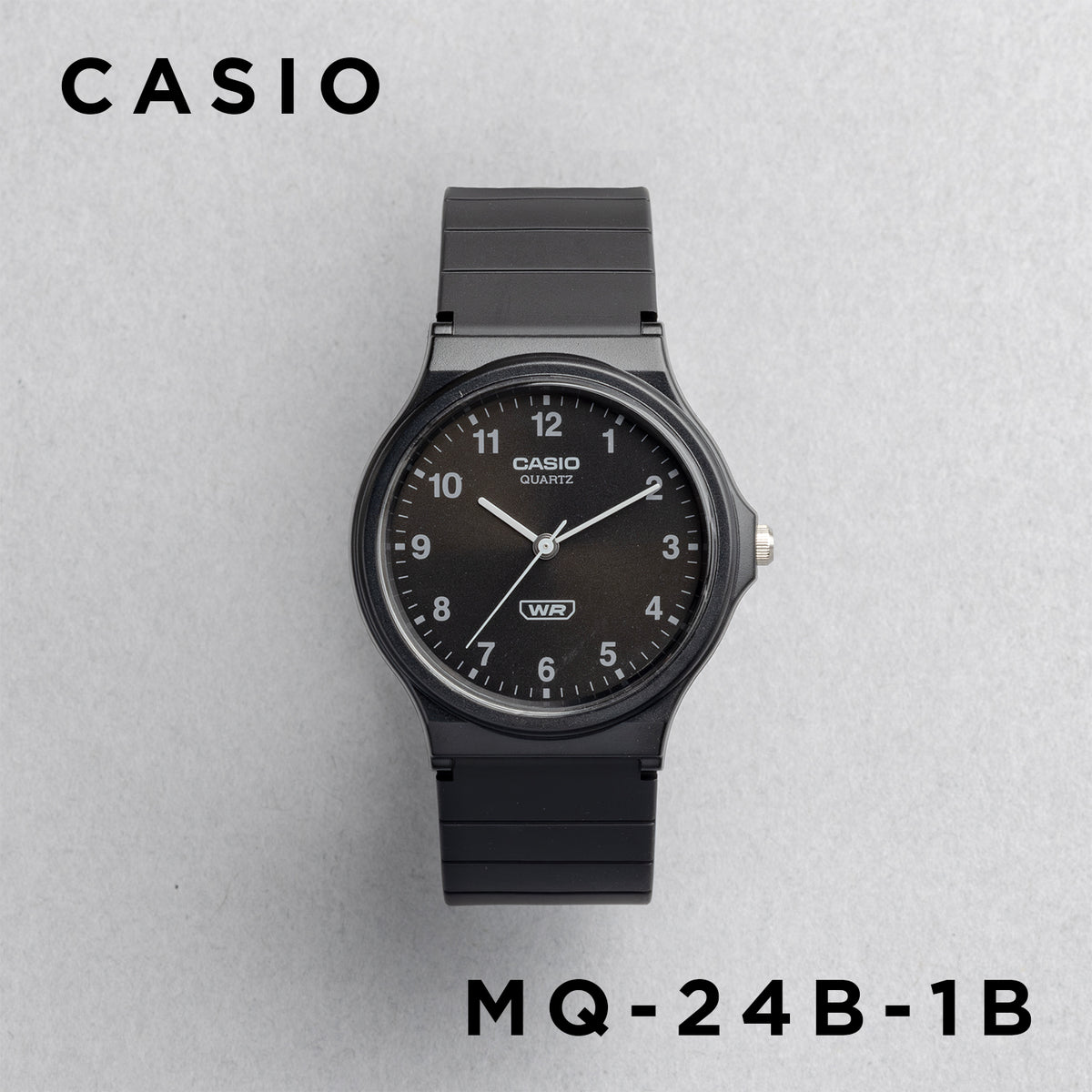 CASIO カシオ MQ-24B-1B ブラック ブラック文字盤 アナログ メンズ 腕時計 正面