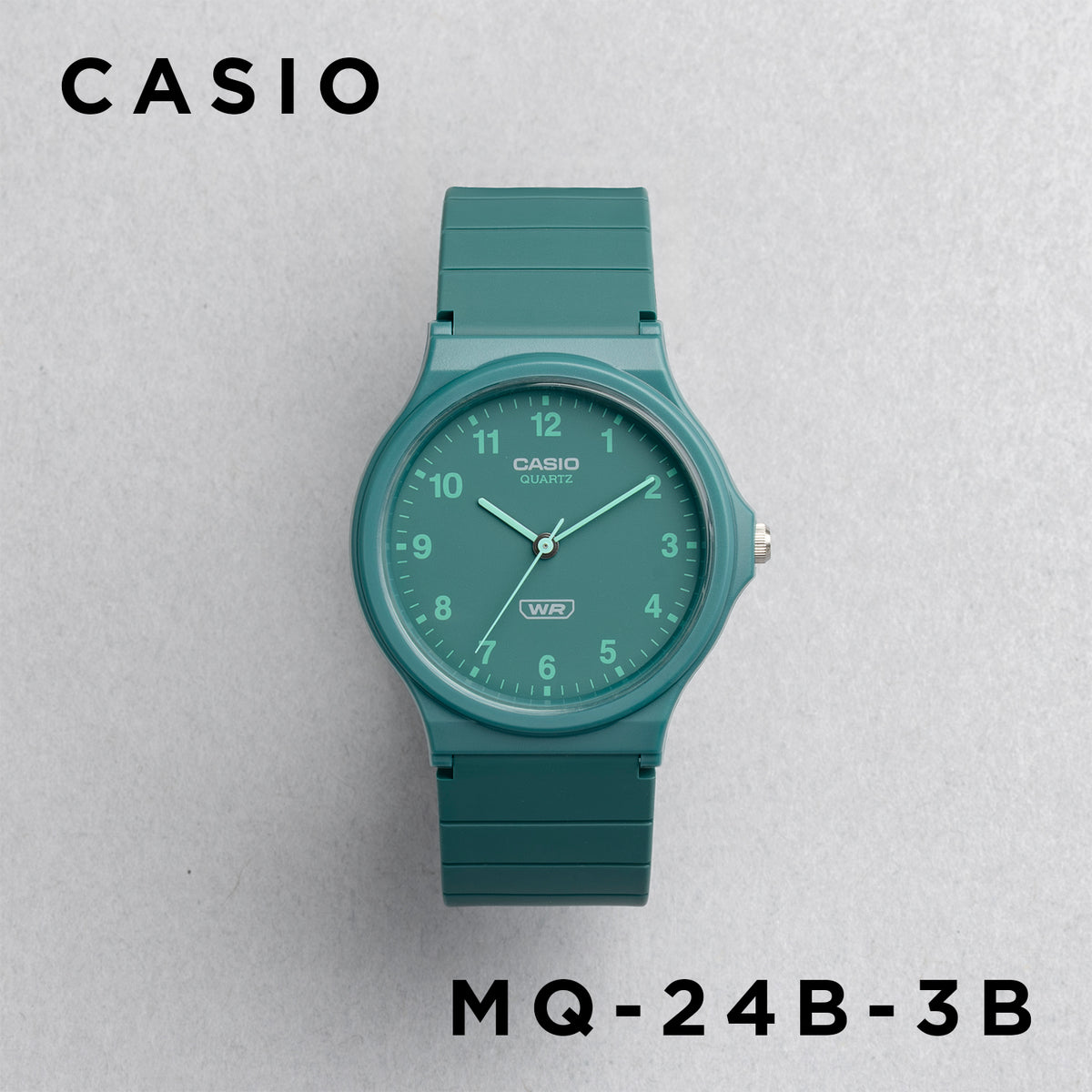 CASIO カシオ MQ-24B-3B グリーン グリーン文字盤 アナログ メンズ 腕時計 正面