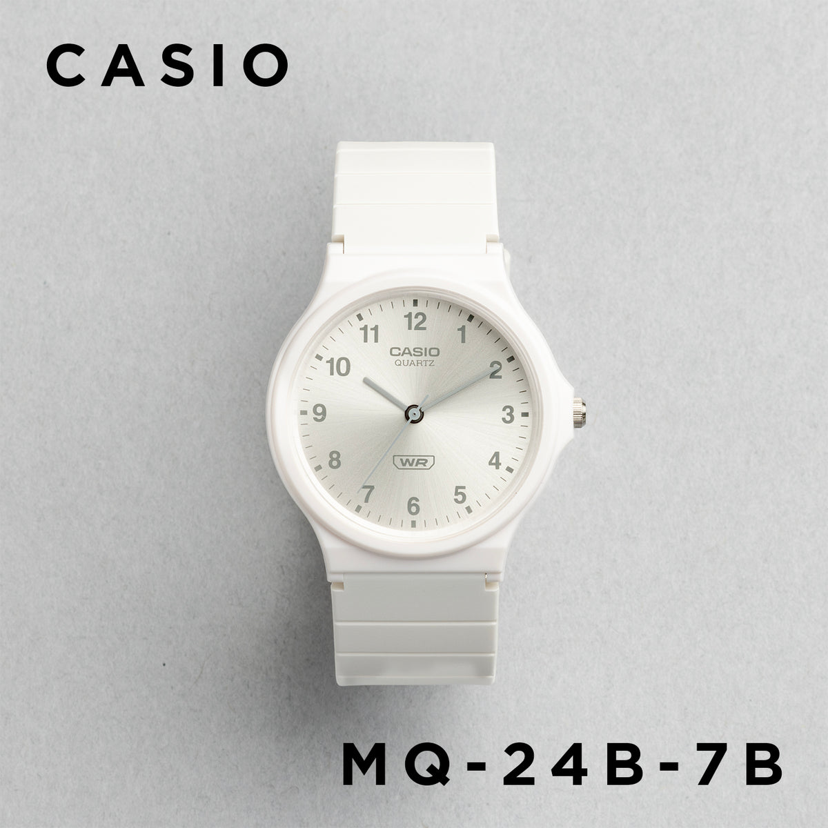 CASIO カシオ MQ-24B-7B ホワイト シルバー文字盤 アナログ メンズ 腕時計 正面