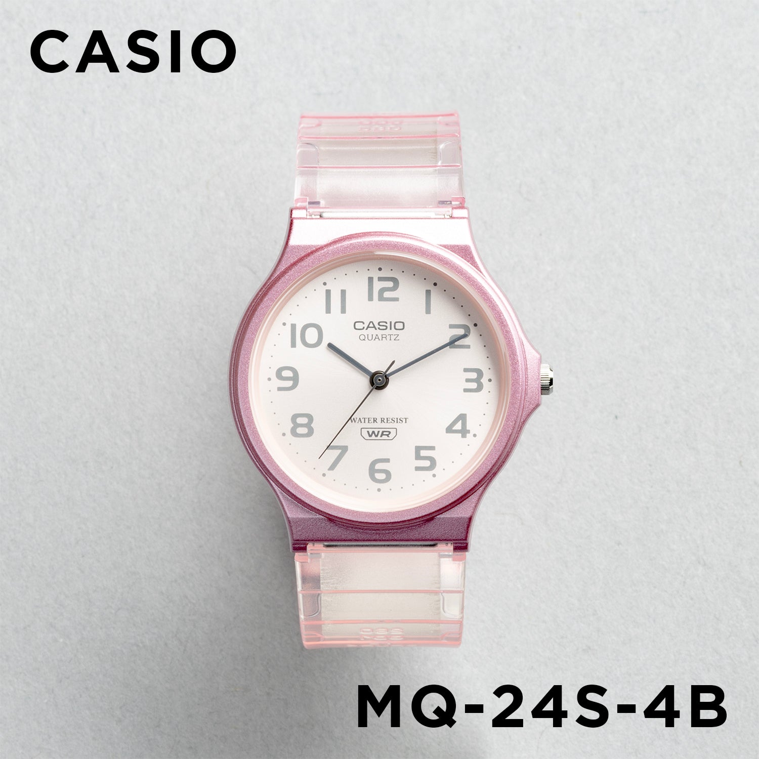 CASIO カシオ MQ-24S-4B ピンク ピンク文字盤 アナログ ユニセックス 腕時計 正面