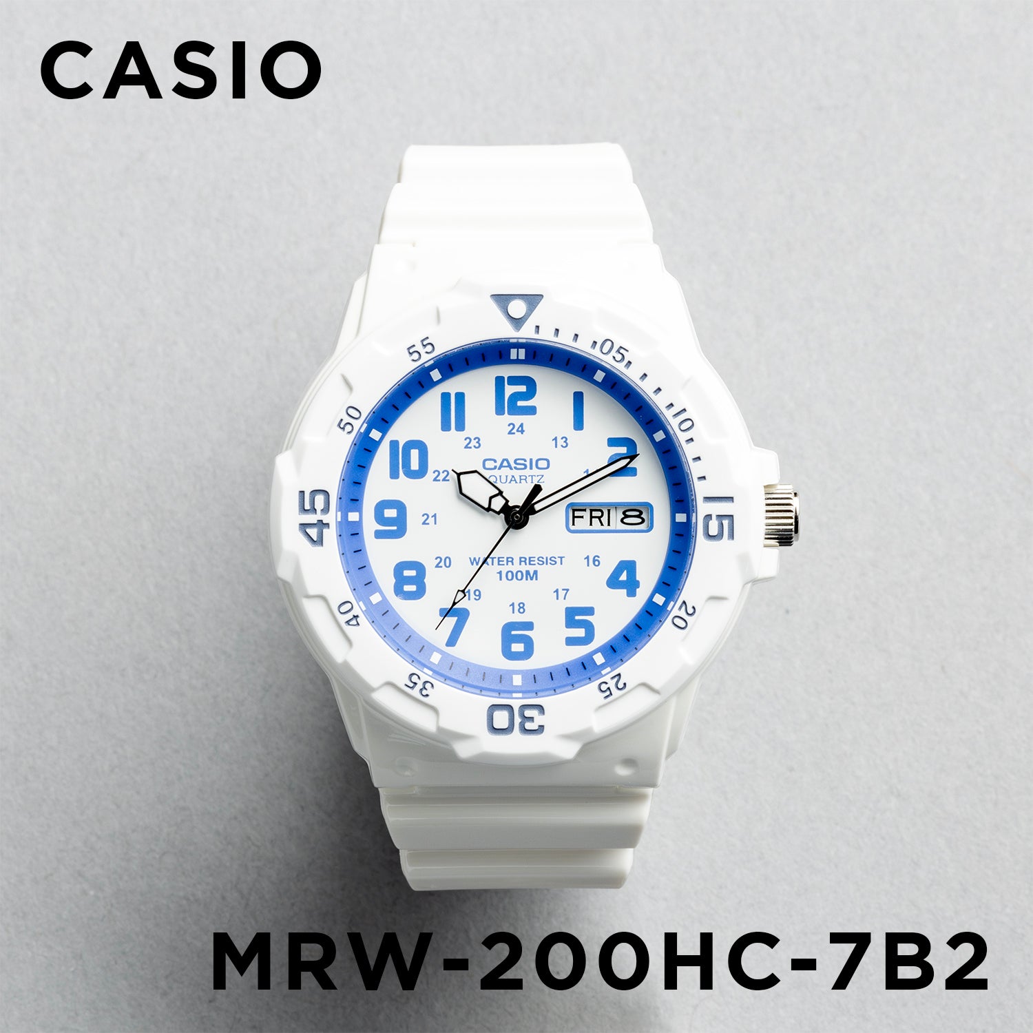 CASIO カシオ MRW-200HC-7B2 ホワイト ホワイト×ブルー文字盤 アナログ メンズ 腕時計 正面