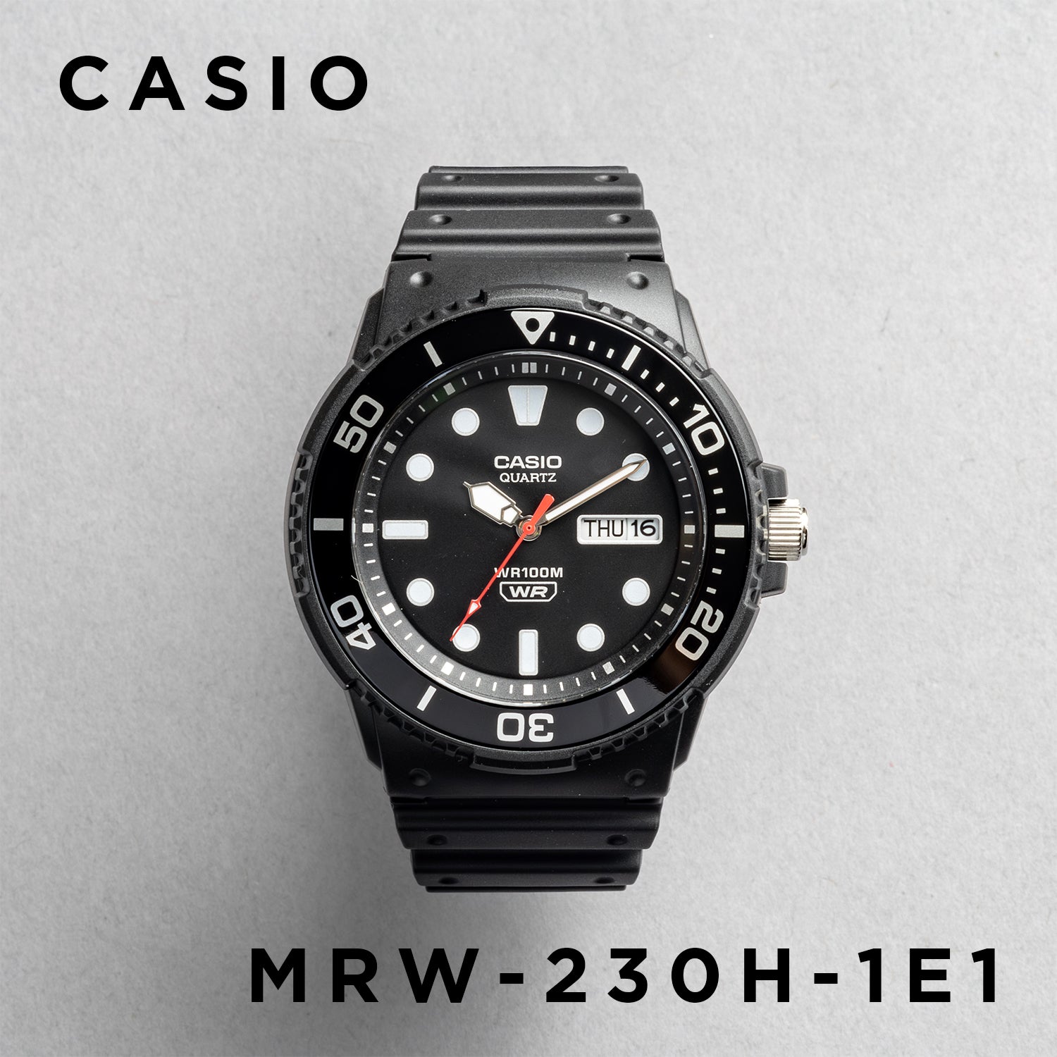 CASIO カシオ MRW-230H-1E1 ブラック ブラック文字盤 アナログ メンズ 腕時計 正面