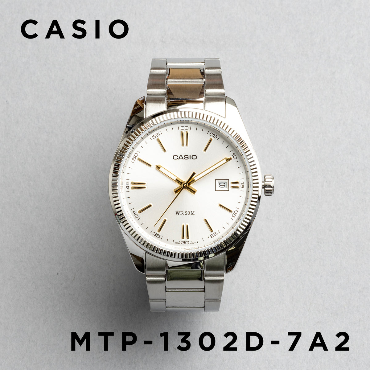 CASIO カシオ MTP-1302D-7A2 シルバー シルバー文字盤 アナログ メンズ 腕時計 正面
