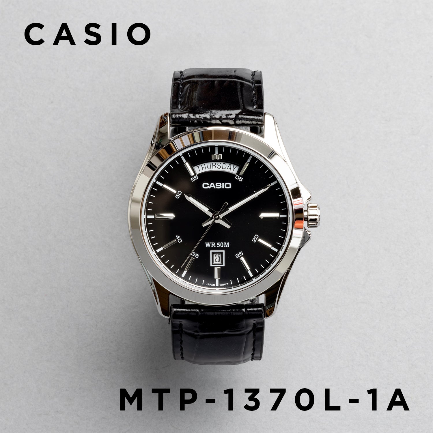 CASIO カシオ MTP-1370L-1A ブラック ブラック文字盤 アナログ メンズ 腕時計 正面