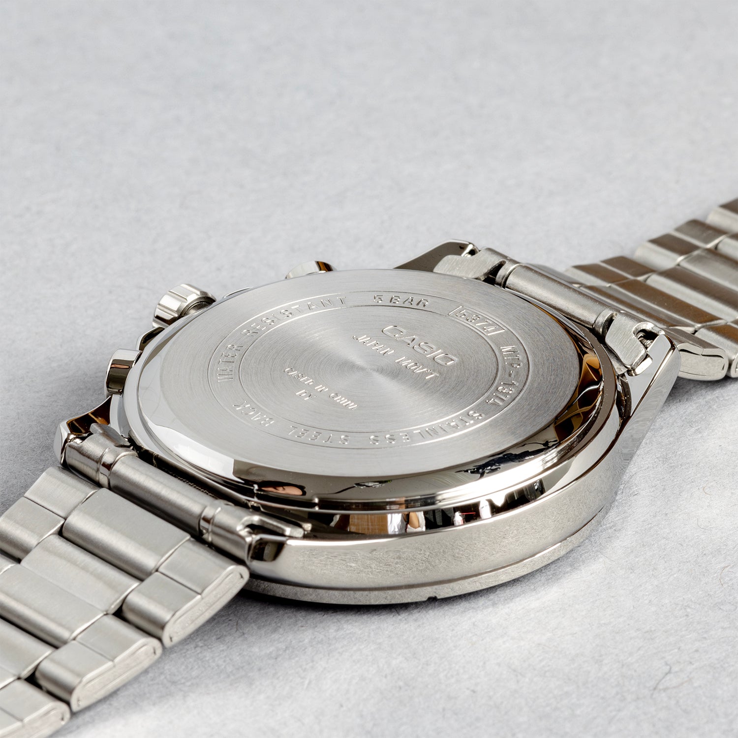 CASIO カシオ MTP-1374D-1A シルバー ブラック文字盤 アナログ メンズ 腕時計 ケースバック