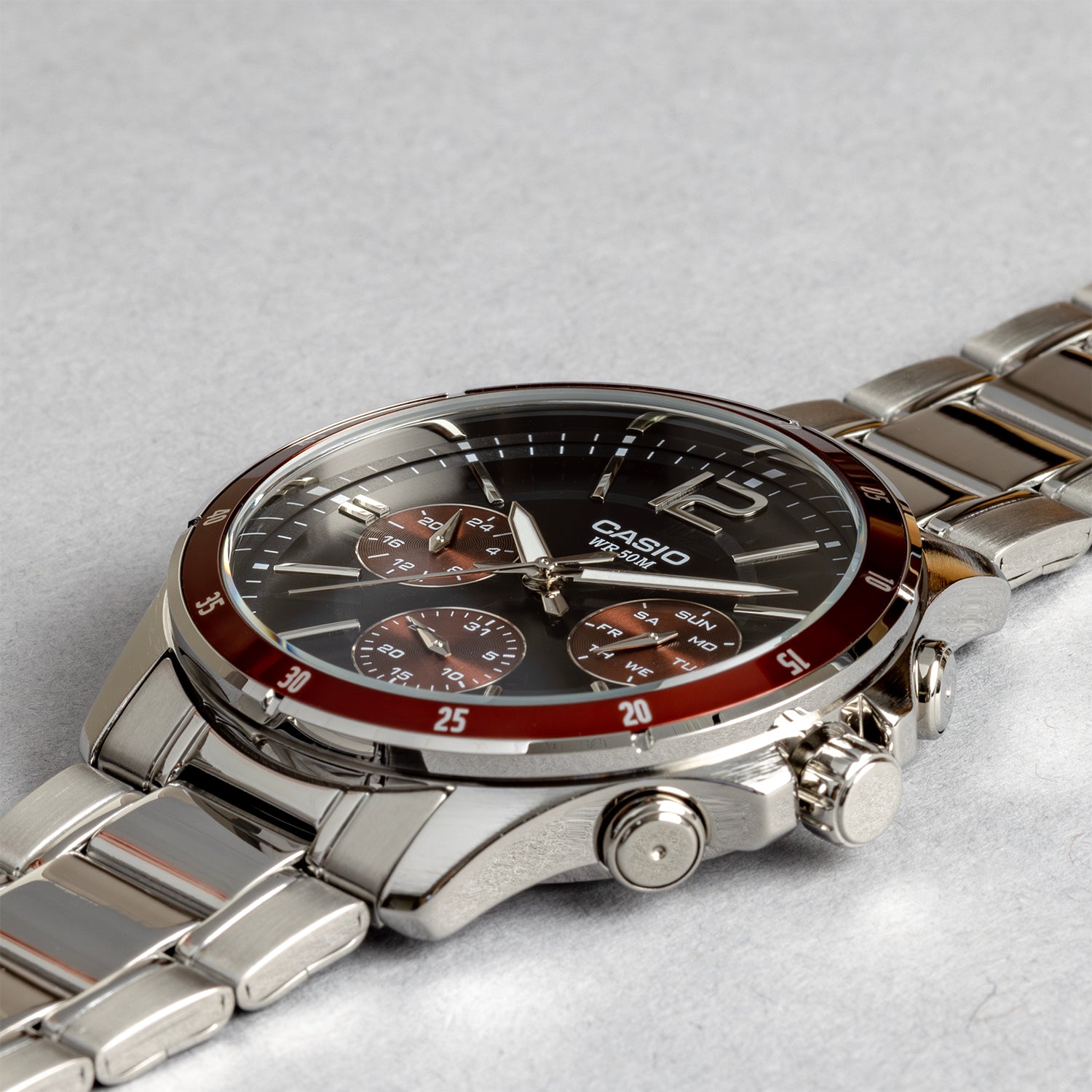 CASIO カシオ MTP-1374D-5A シルバー ブラック文字盤 アナログ メンズ 腕時計 斜め