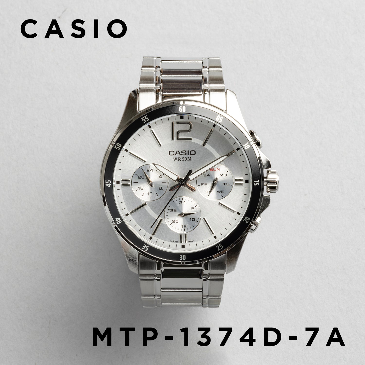 CASIO カシオ MTP-1374D-7A シルバー シルバー文字盤 アナログ メンズ 腕時計 正面