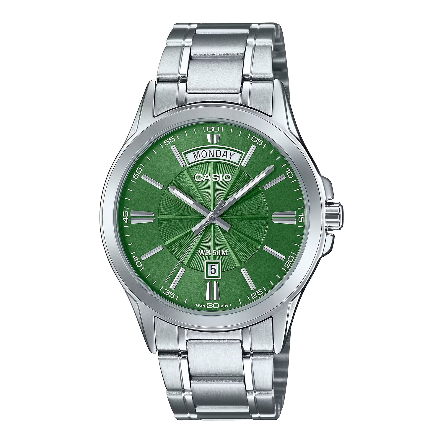 CASIO カシオ MTP-1381D-3A シルバー グリーン文字盤 アナログ メンズ 腕時計