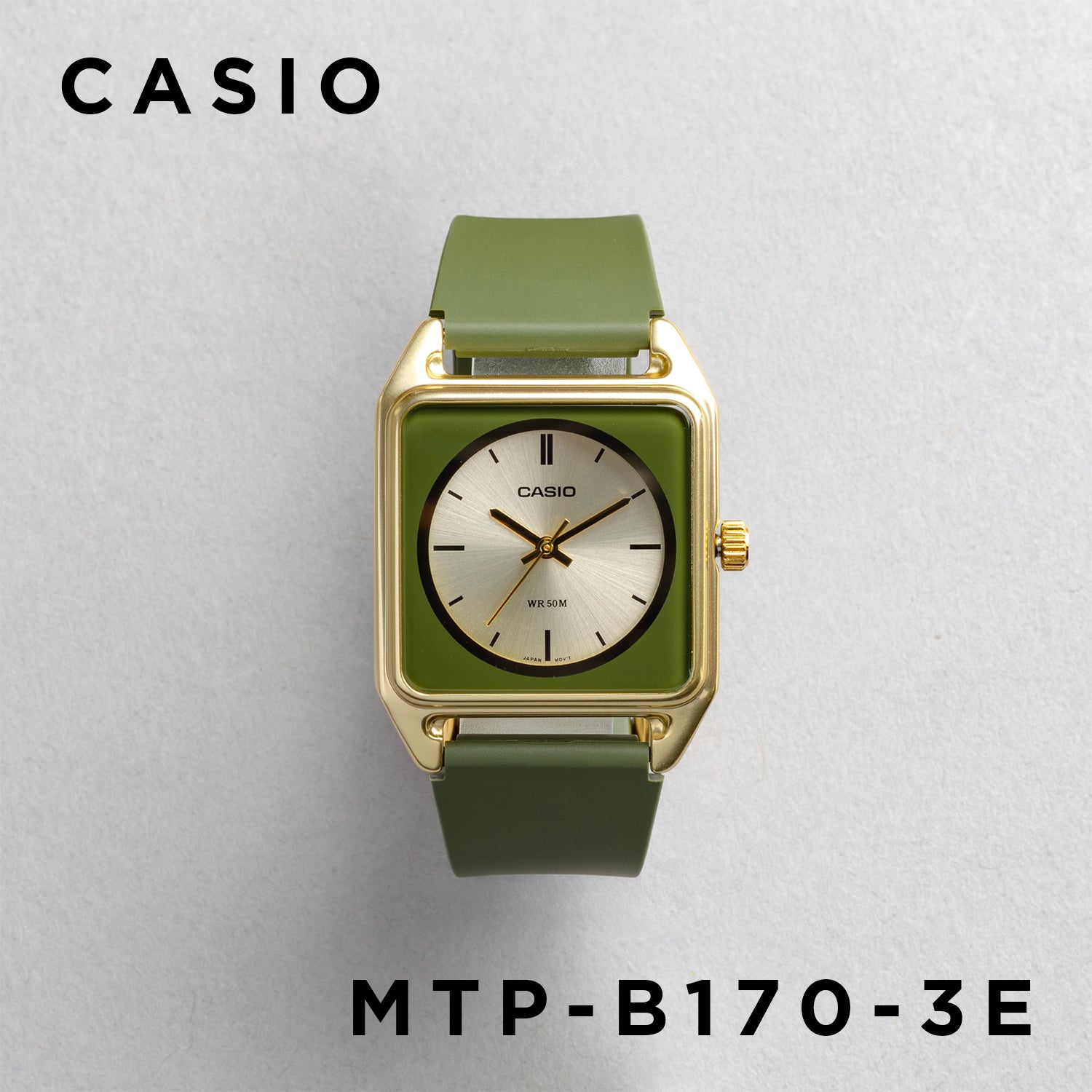 CASIO カシオ MTP-B170-3E グリーン ゴールド文字盤 アナログ メンズ 腕時計 正面