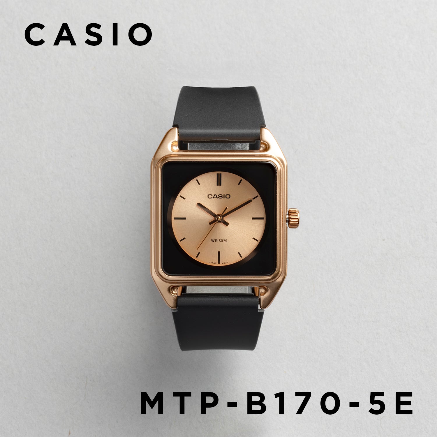 CASIO カシオ MTP-B170-5E ブラック ローズゴールド文字盤 アナログ メンズ 腕時計 正面