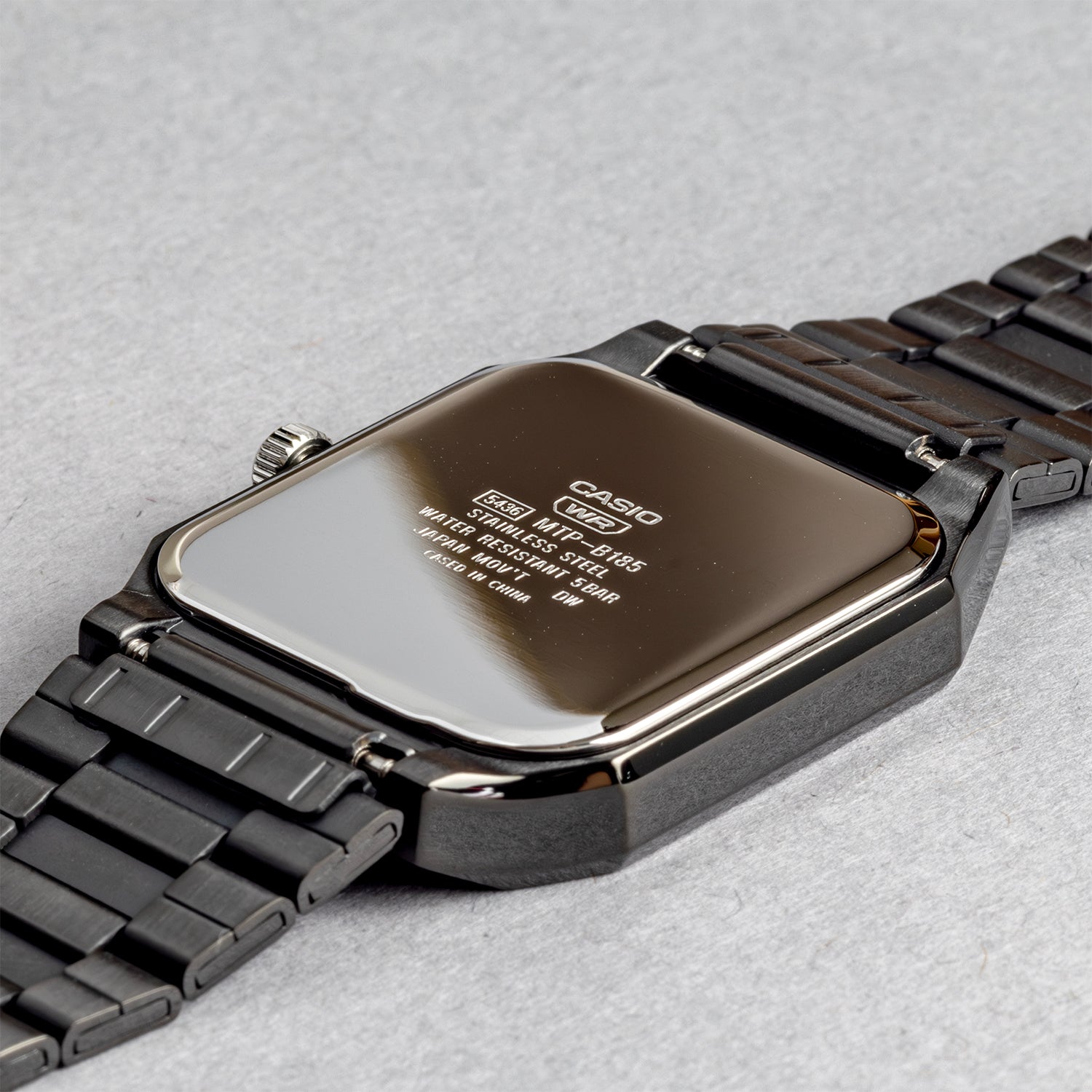 CASIO カシオ MTP-B185B-7A ブラック シルバー文字盤 アナログ メンズ 腕時計 ケースバック