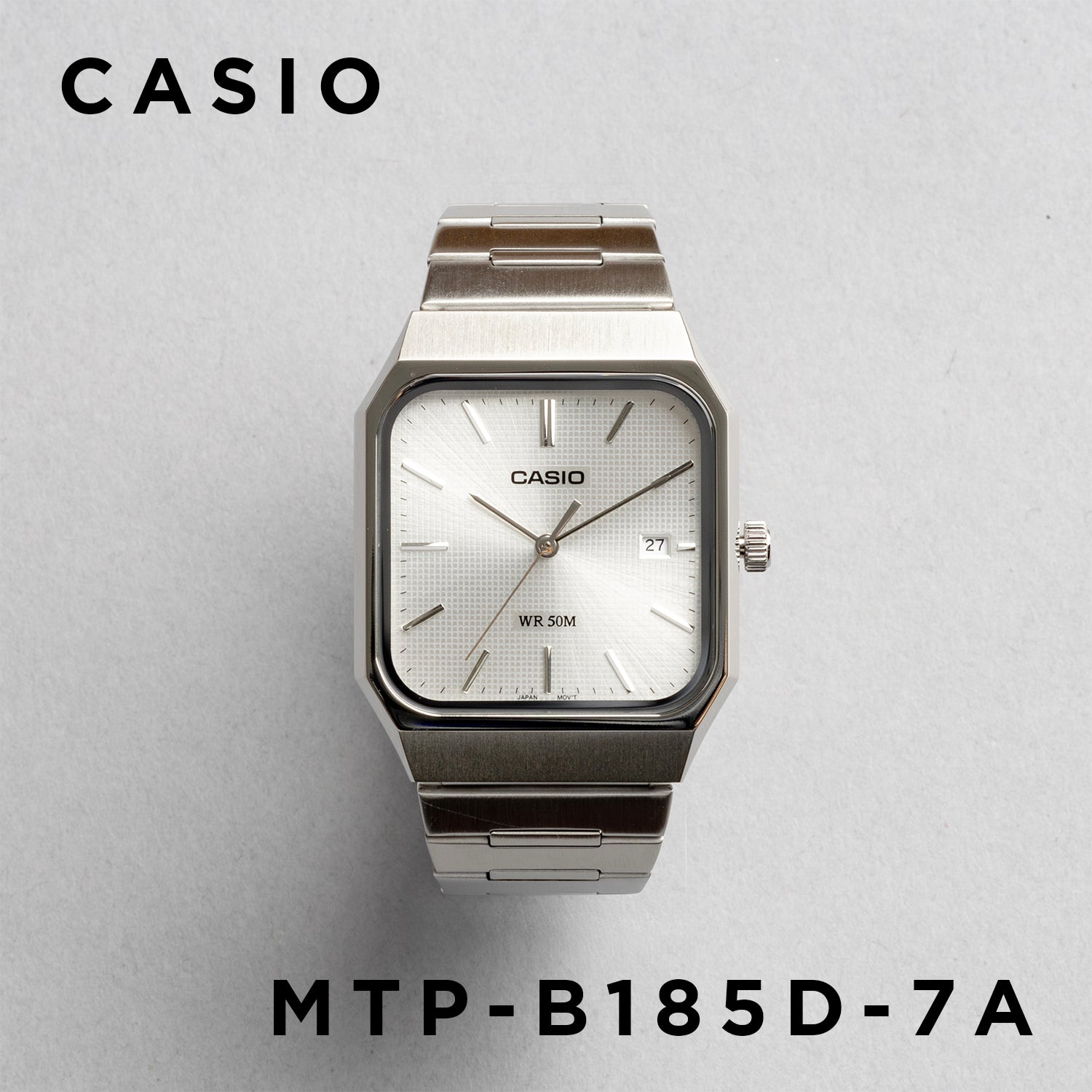 CASIO カシオ MTP-B185D-7A シルバー シルバー文字盤 アナログ メンズ 腕時計 正面