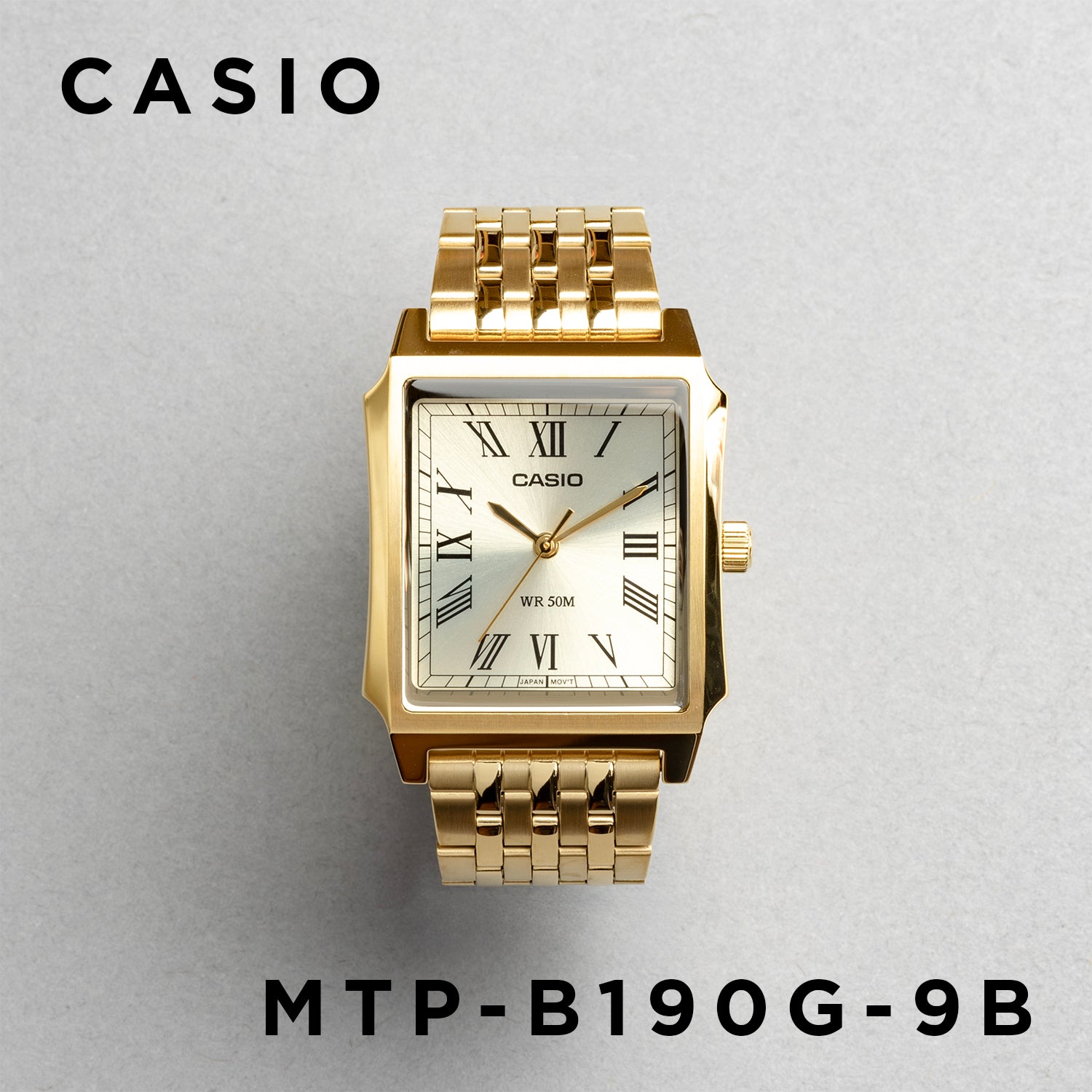 CASIO カシオ MTP-B190G-9B ゴールド ゴールド文字盤 アナログ メンズ 腕時計 正面