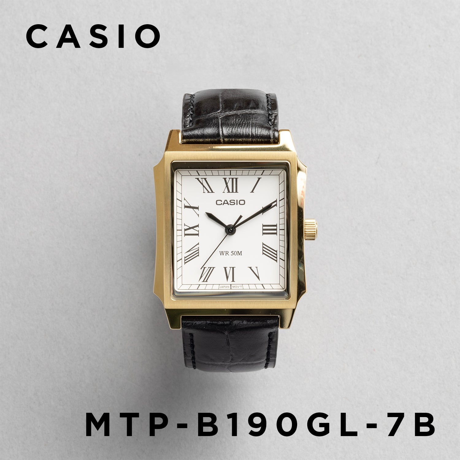 CASIO カシオ MTP-B190GL-7B ブラック ホワイト文字盤 アナログ メンズ 腕時計 正面