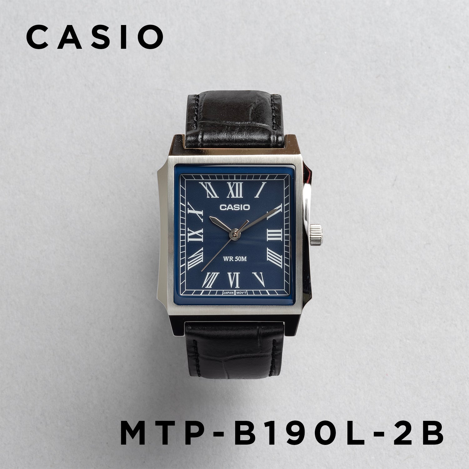 CASIO カシオ MTP-B190L-2B ブラック ブルー文字盤 アナログ メンズ 腕時計 正面