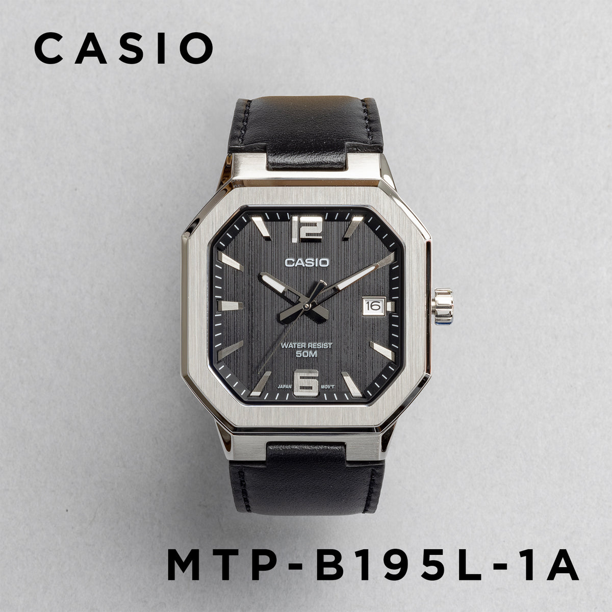 CASIO カシオ MTP-B195L-1A ブラック ブラック文字盤 アナログ メンズ 腕時計 正面