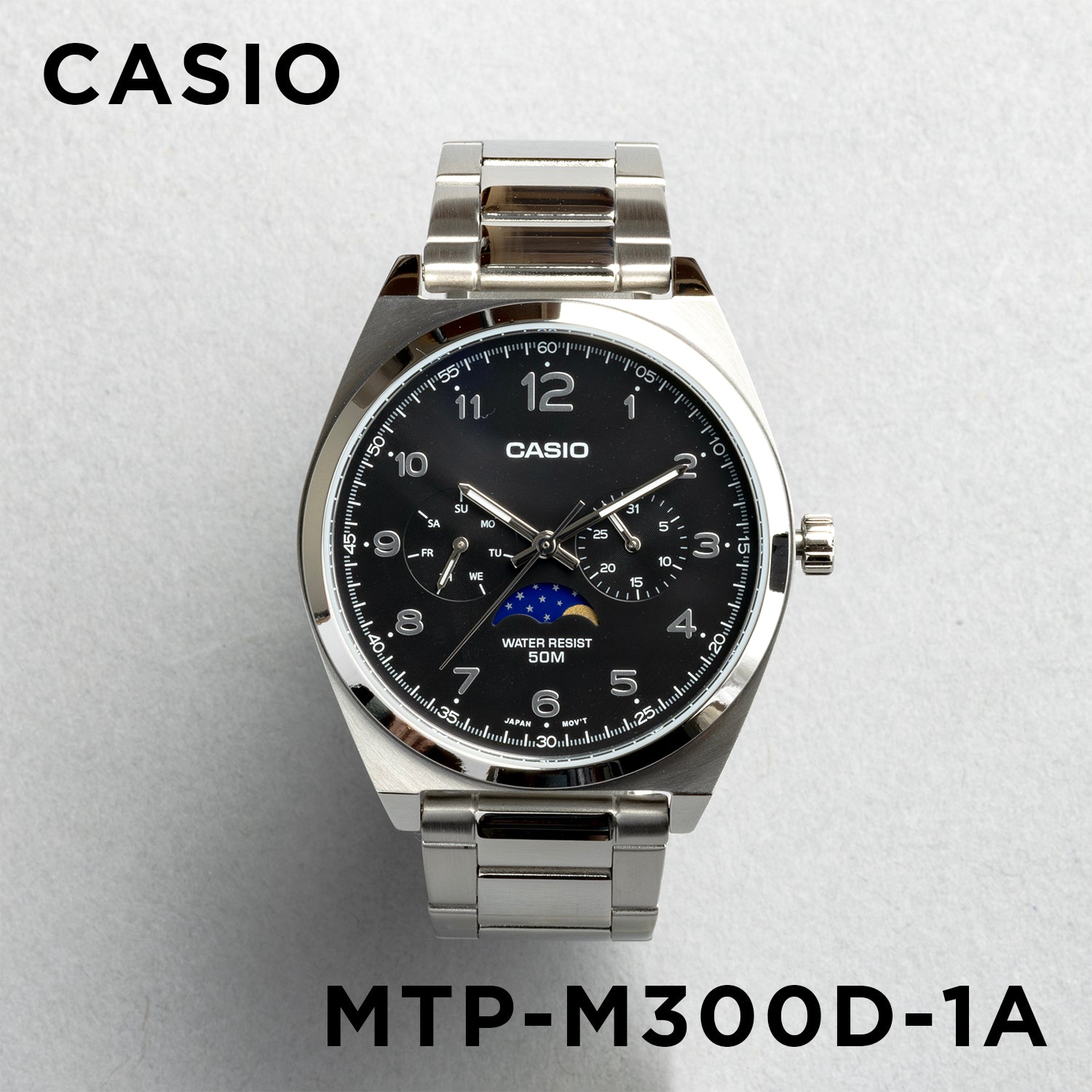 CASIO カシオ MTP-M300D-1A シルバー ブラック文字盤 アナログ メンズ 腕時計