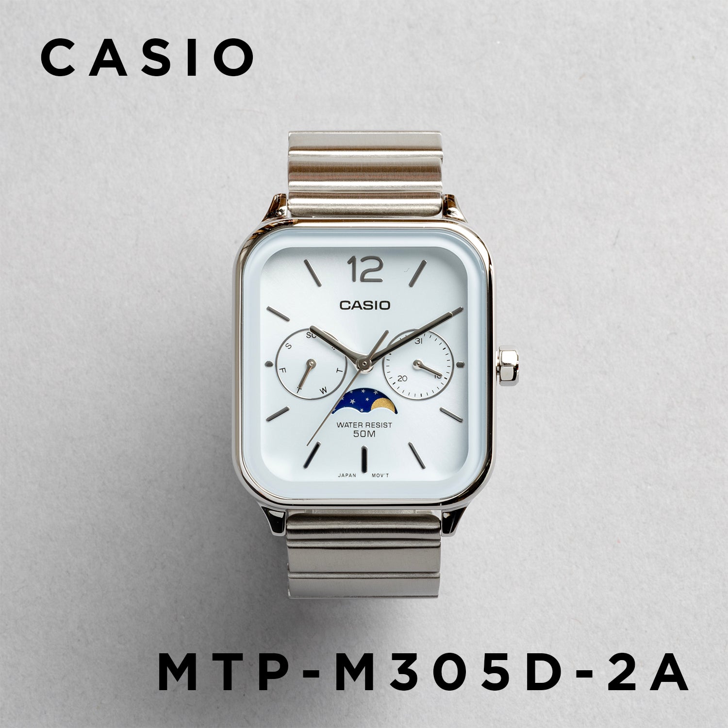 CASIO カシオ MTP-M305D-2A シルバー ライトブルー文字盤 アナログ メンズ 腕時計 正面