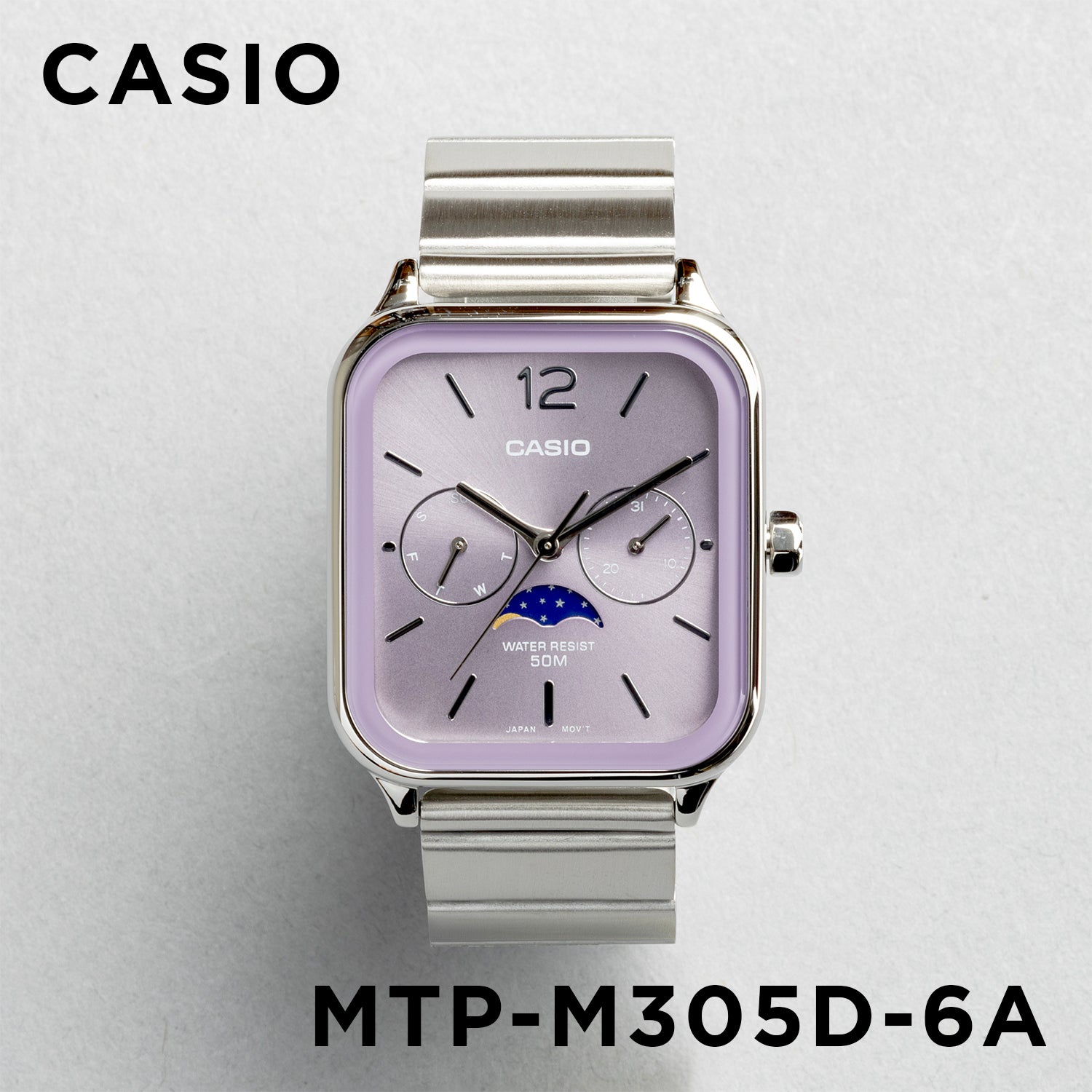 CASIO カシオ MTP-M305D-6A シルバー パープル文字盤 アナログ メンズ 腕時計 正面