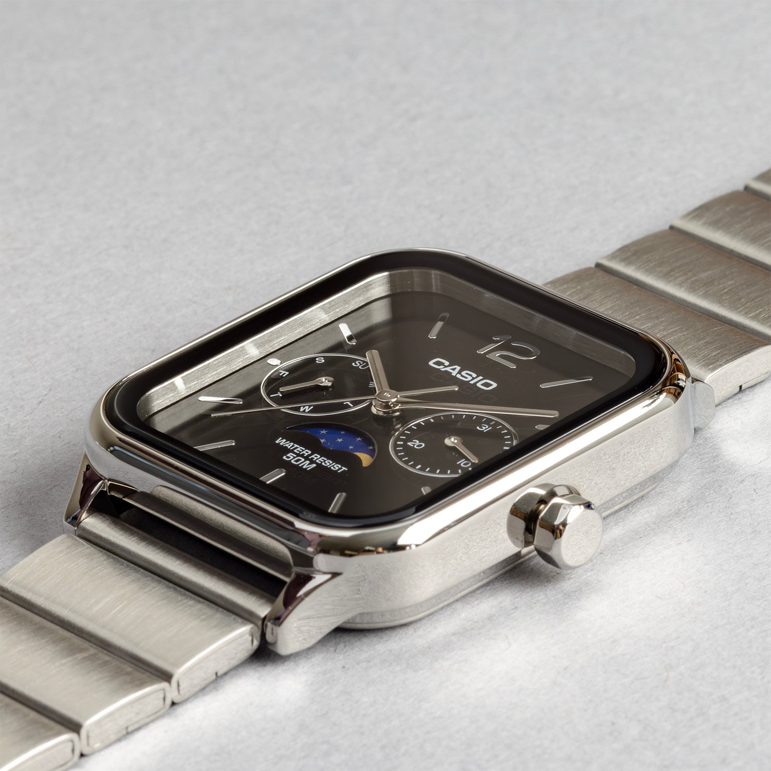 CASIO カシオ MTP-M305D-1A シルバー ブラック文字盤 アナログ メンズ 腕時計 斜め