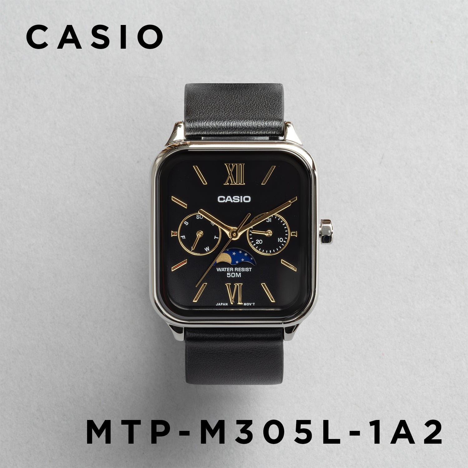 CASIO カシオ MTP-M305L-1A2 ブラック ブラック文字盤 アナログ メンズ 腕時計 正面