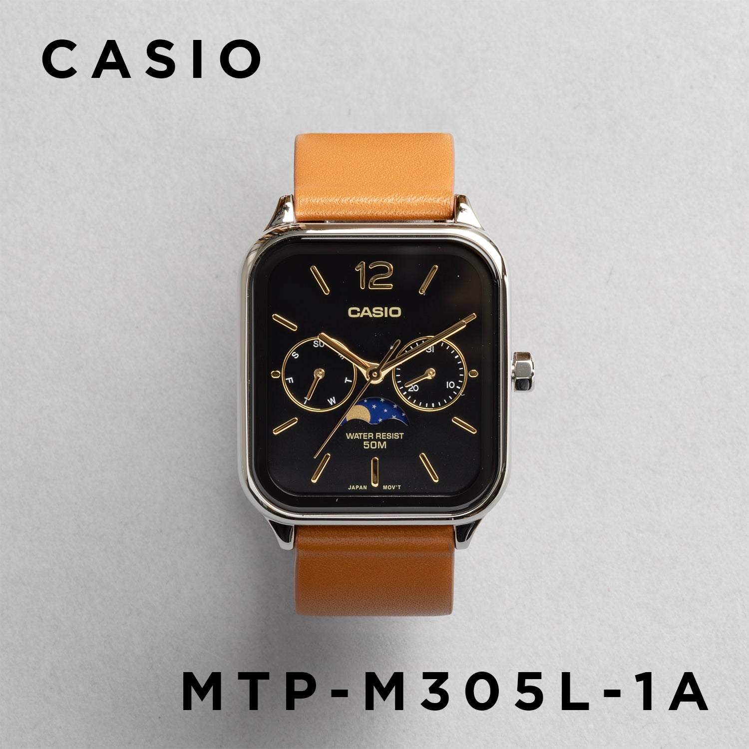 CASIO カシオ MTP-M305L-1A ブラウン ブラック文字盤 アナログ メンズ 腕時計 正面