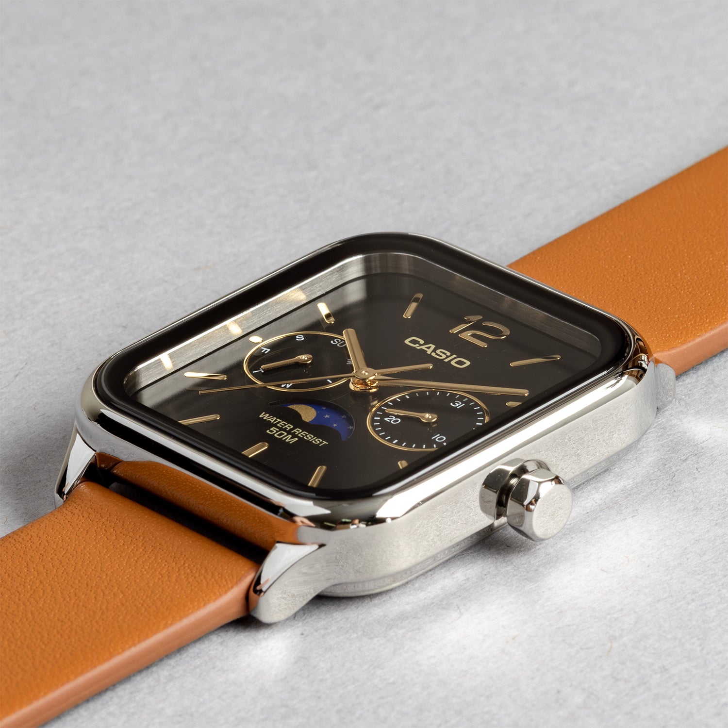 CASIO カシオ MTP-M305L-1A ブラウン ブラック文字盤 アナログ メンズ 腕時計 斜め