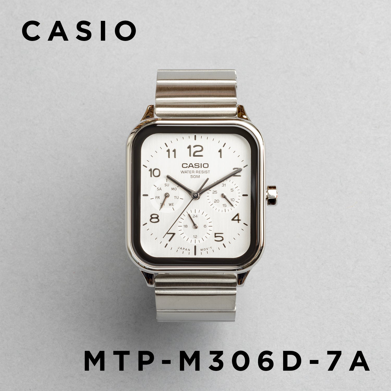 CASIO カシオ MTP-M306D-7A シルバー シルバー文字盤 アナログ メンズ 腕時計 正面