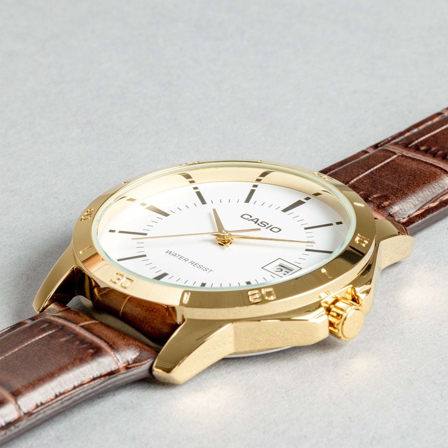 CASIO カシオ MTP-V004GL-7A ブラウン ホワイト文字盤 アナログ メンズ 腕時計