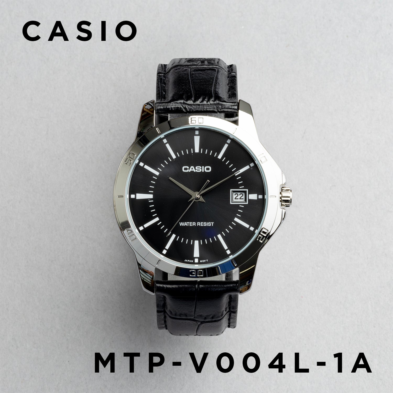 CASIO カシオ MTP-V004L-1A ブラック ブラック文字盤 アナログ メンズ 腕時計 正面
