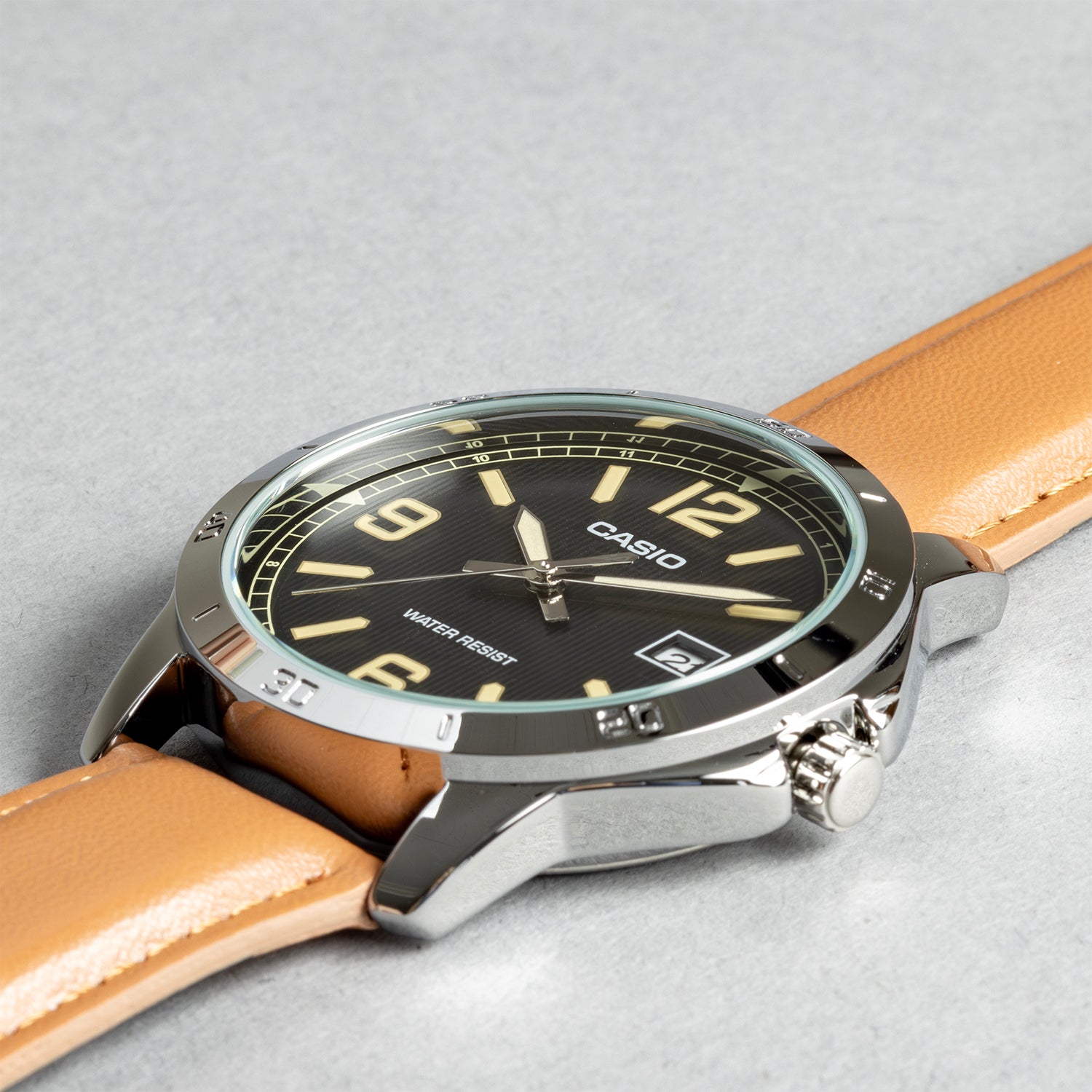 CASIO カシオ MTP-V004L-1B2 ブラウン ブラック文字盤 アナログ メンズ 腕時計