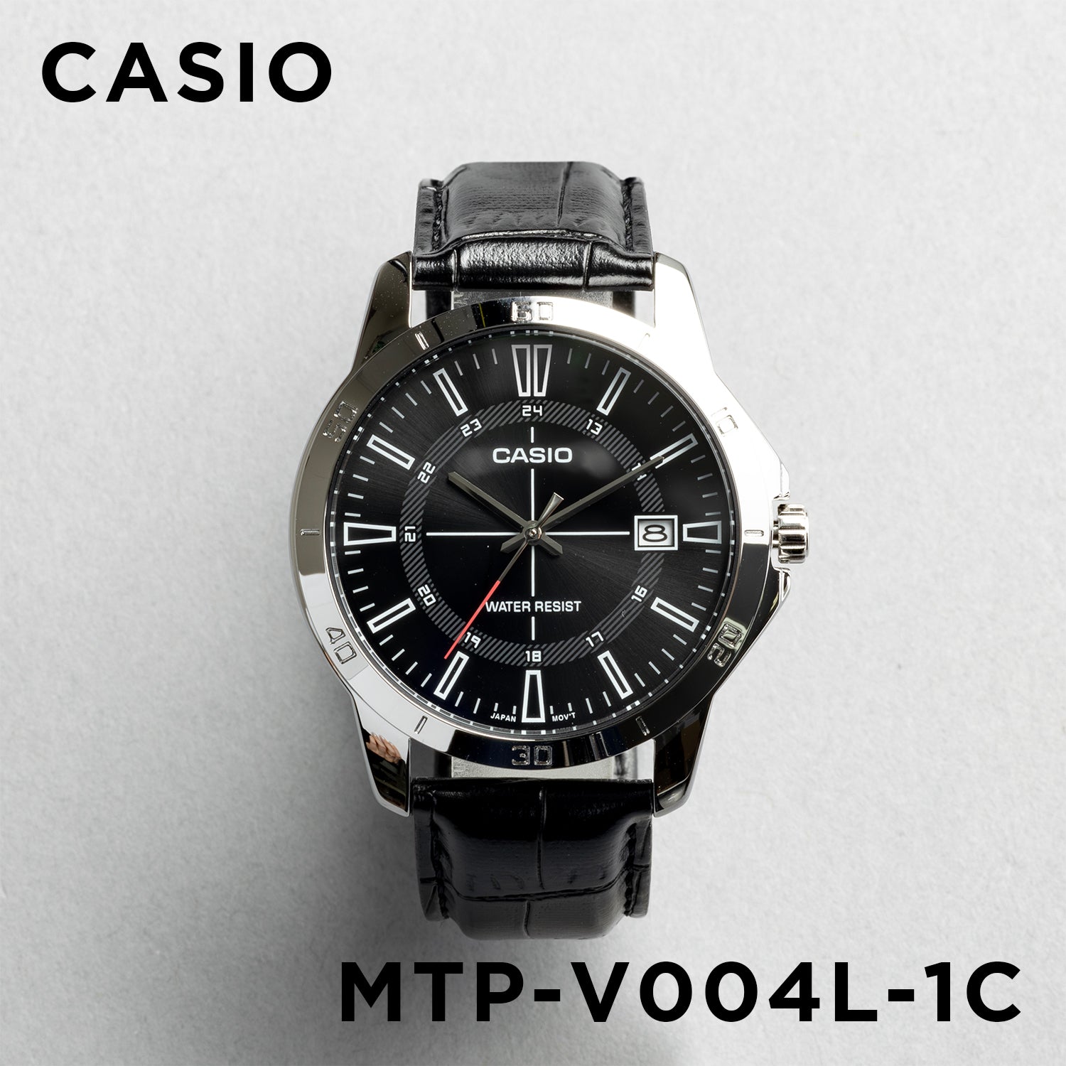 CASIO カシオ MTP-V004L-1C ブラック ブラック文字盤 アナログ メンズ 腕時計 正面