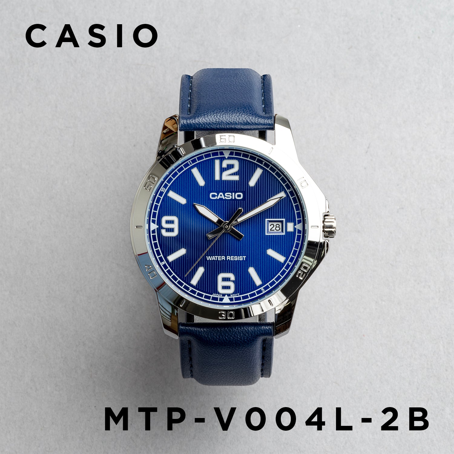 CASIO カシオ MTP-V004L-2B ネイビー ネイビー文字盤 アナログ メンズ 腕時計 正面