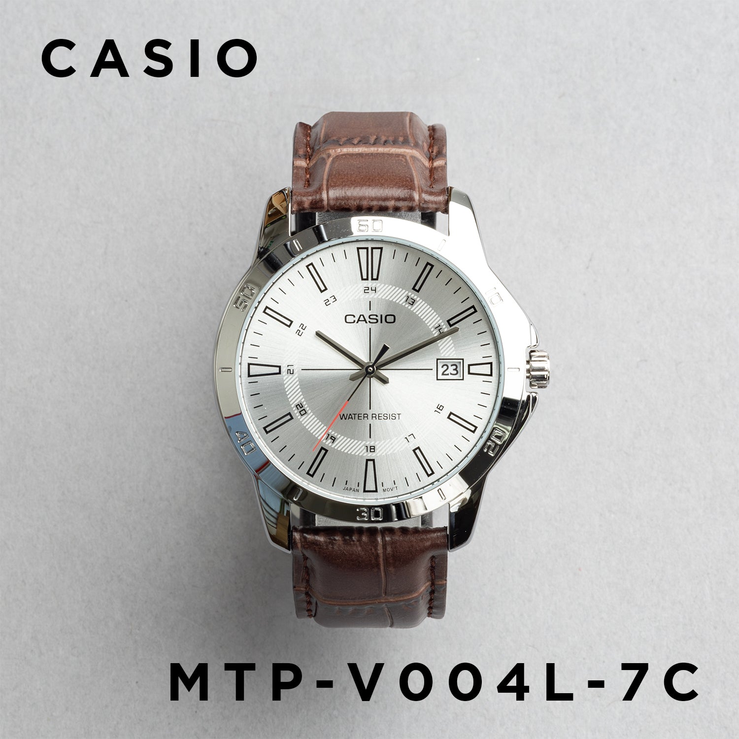 CASIO カシオ MTP-V004L-7C ブラウン シルバー文字盤 アナログ メンズ 腕時計 正面