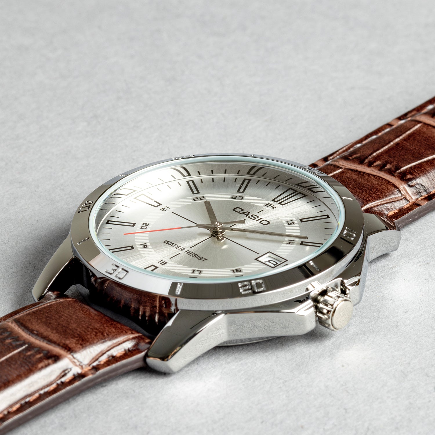 CASIO カシオ MTP-V004L-7C ブラウン シルバー文字盤 アナログ メンズ 腕時計