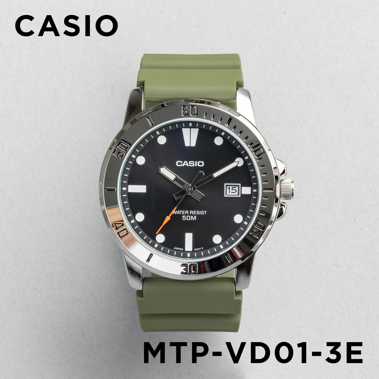 CASIO カシオ MTP-VD01-3E グリーン ブラック文字盤 アナログ メンズ 腕時計