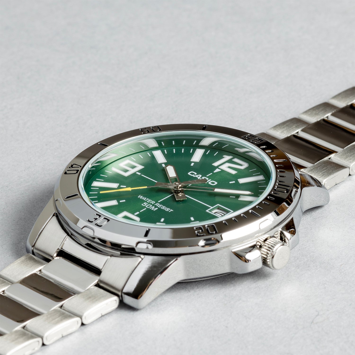 CASIO カシオ MTP-VD01D-3B シルバー グリーン文字盤 アナログ メンズ 腕時計