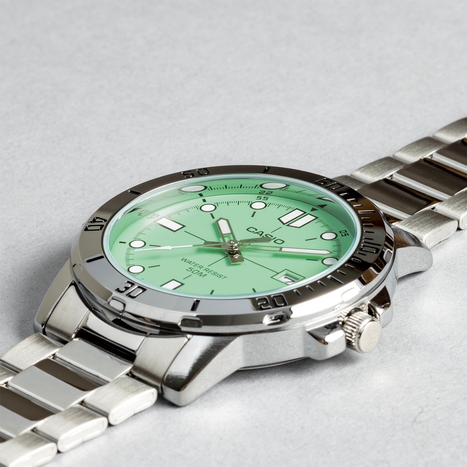 CASIO カシオ MTP-VD01D-3E1 シルバー グリーン文字盤 アナログ メンズ 腕時計