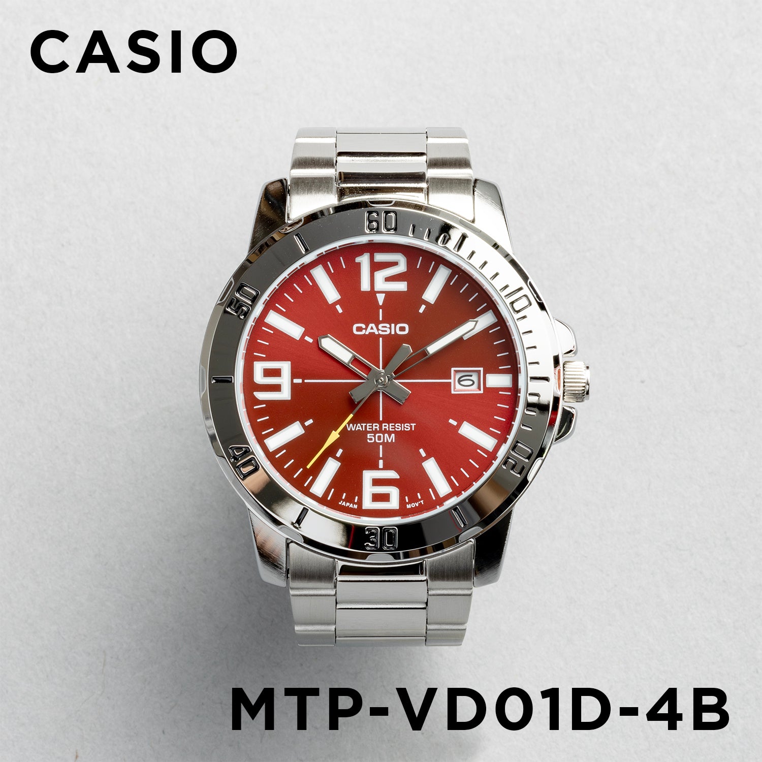 CASIO カシオ MTP-VD01D-4B シルバー レッド文字盤 アナログ メンズ 腕時計